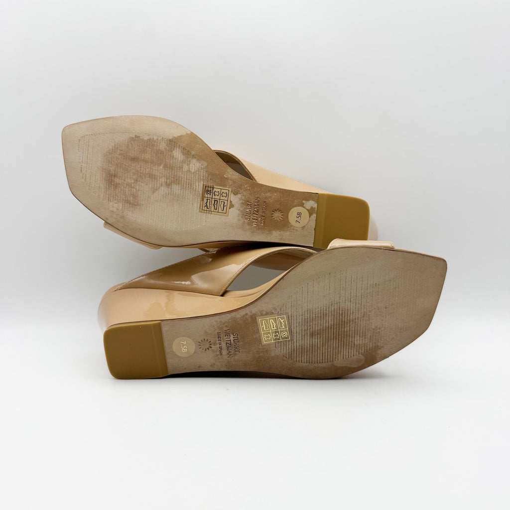 Stuart Weitzman Womens Miami 50 Wedge Slide Sandals Size 7.5 Tan Leather NIB