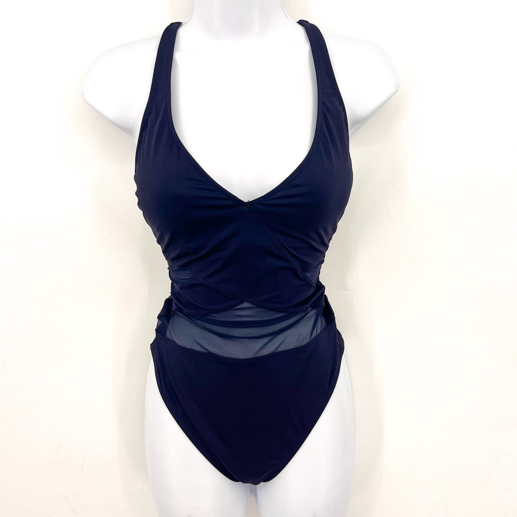 BLEU ROD BEATTIE Don't Mesh With Me One Piece Swimsuit Size 8 Navy Blue NWT