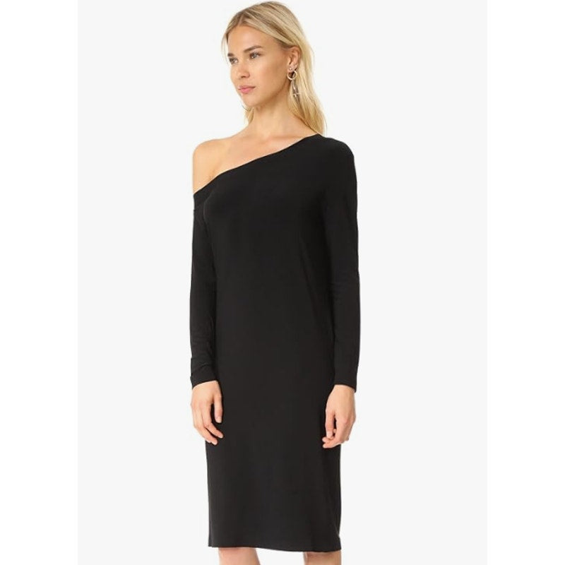 NORMA KAMALI Women's Drop Shoulder Dress Medium FR 38 Black Long Sleeve NWT