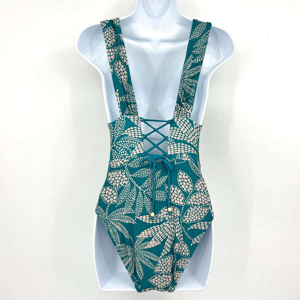 ROBIN PICCONE Women's Romy V-Plunge One-Piece Swimsuit Size 2 Green Ocean NWT
