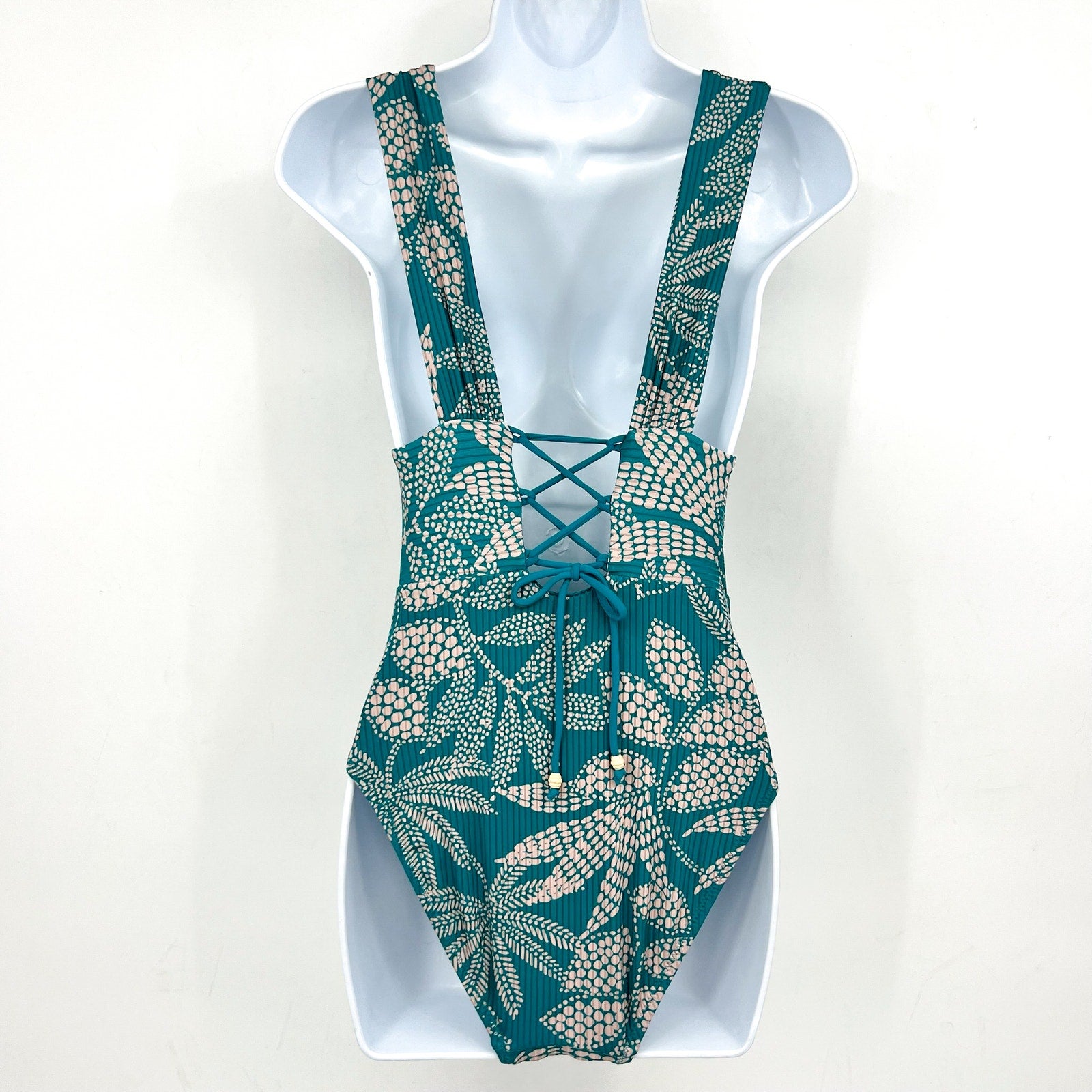 ROBIN PICCONE Women's Romy V-Plunge One-Piece Swimsuit Size 2 Green Ocean NWT