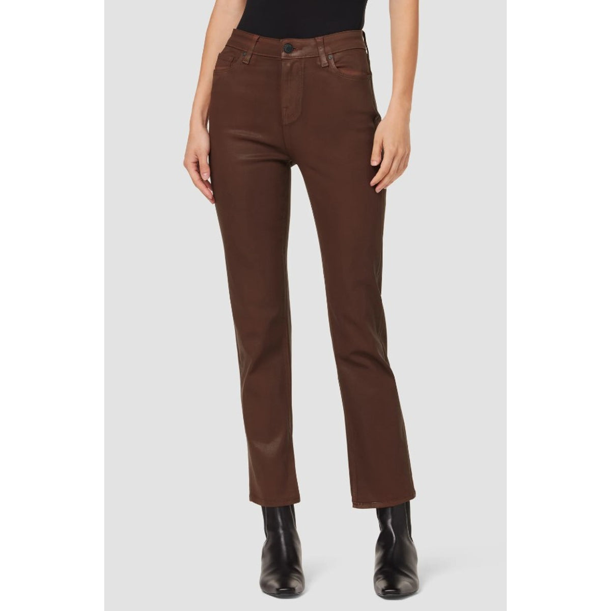 Hudson Womens Nico Straight Ankle Jean Size 25 US 0 Brown Coated Mid-Rise NWOT