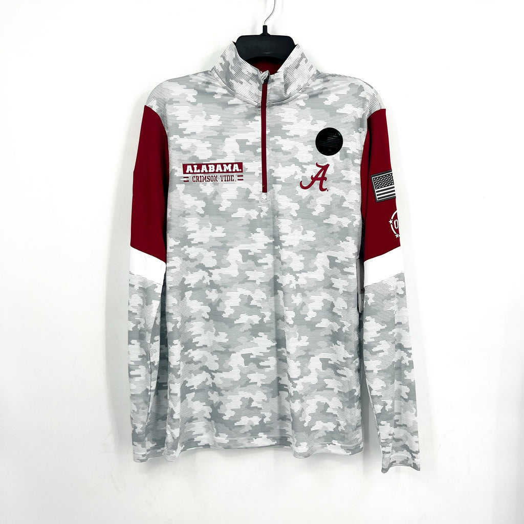 COLOSSEUM Camo Alabama Crimson Tide Quarter-Zip Windshirt Small Grey Red NWT