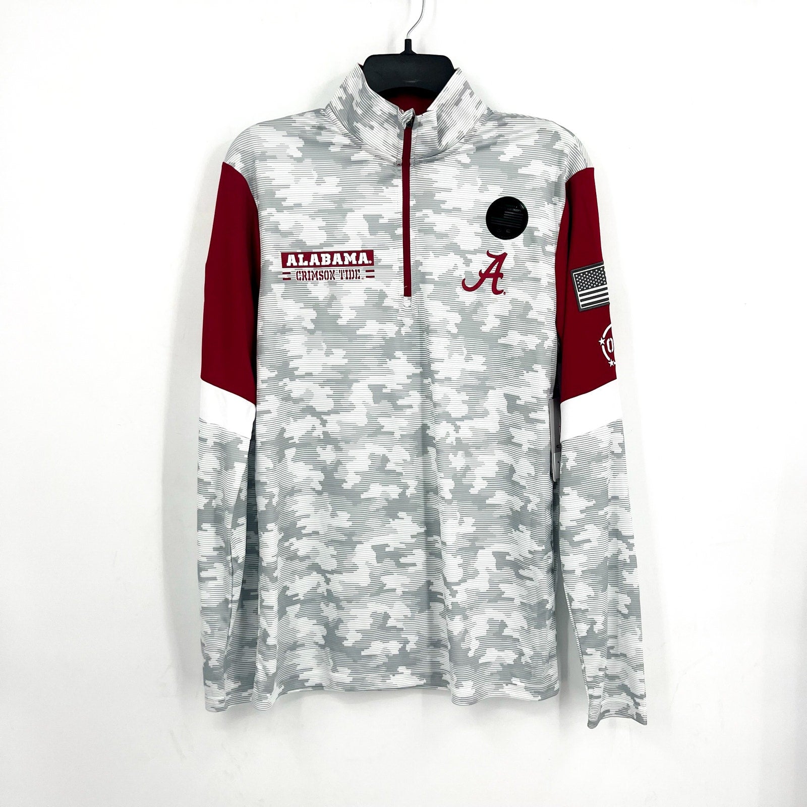 COLOSSEUM Camo Alabama Crimson Tide Quarter-Zip Windshirt Small Grey Red NWT