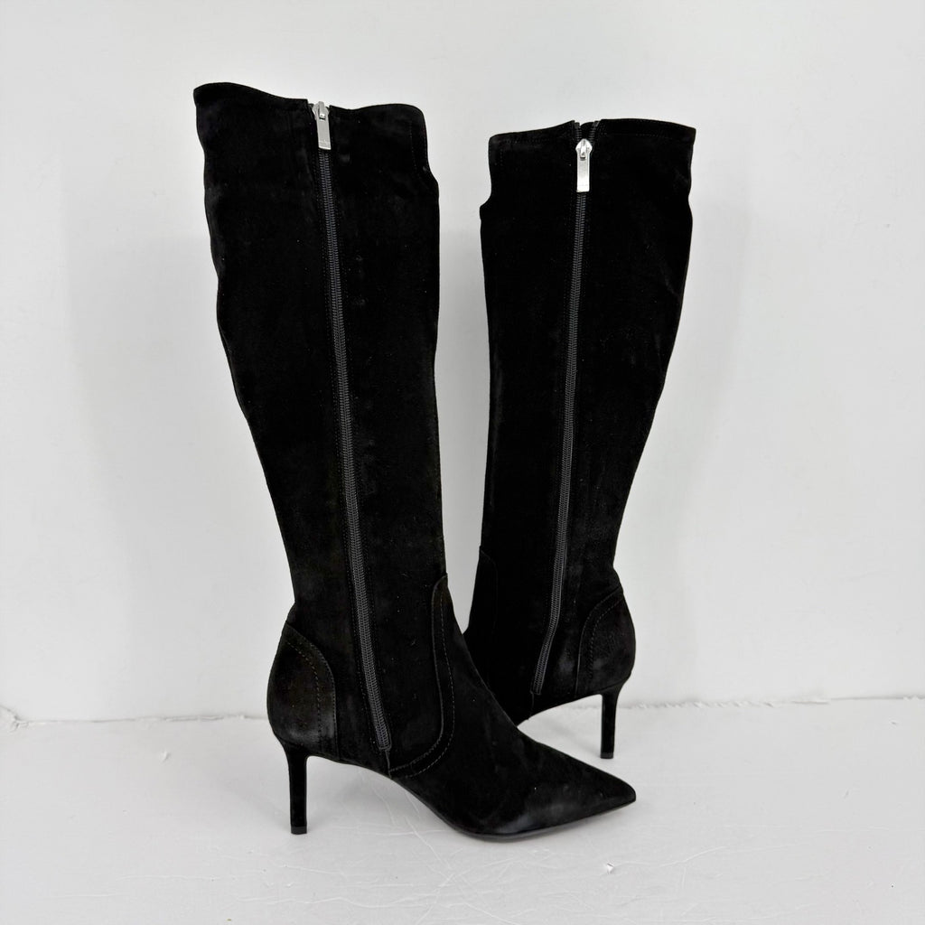 Aquatalia Womens Knee High Boots US 7.5 M EU 38 Black Suede NWOB