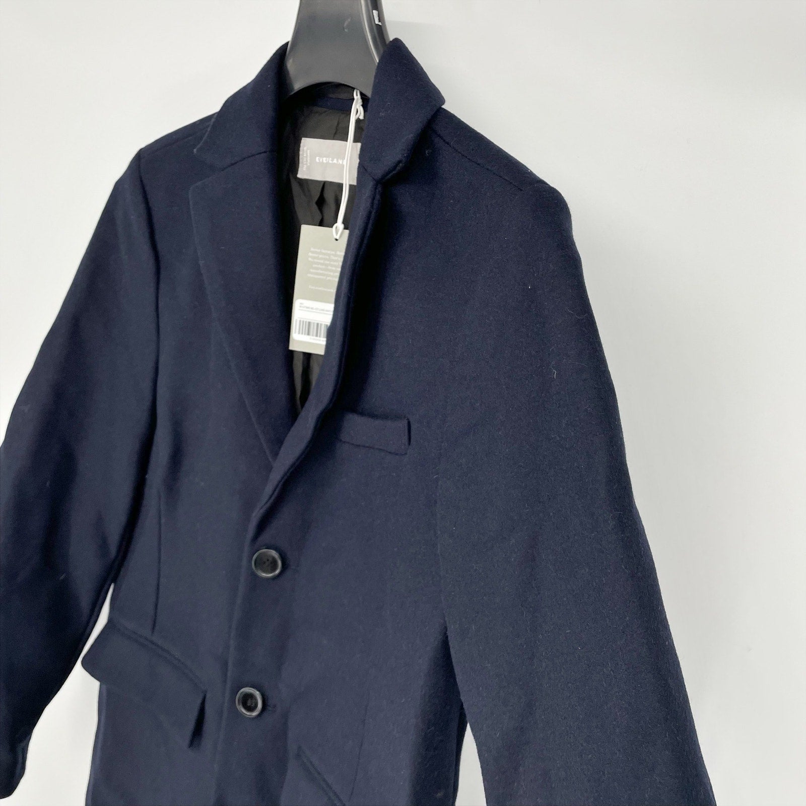 Everlane Mens The ReWool Overcoat Size Small Navy Blue Wool Blend NWT $298