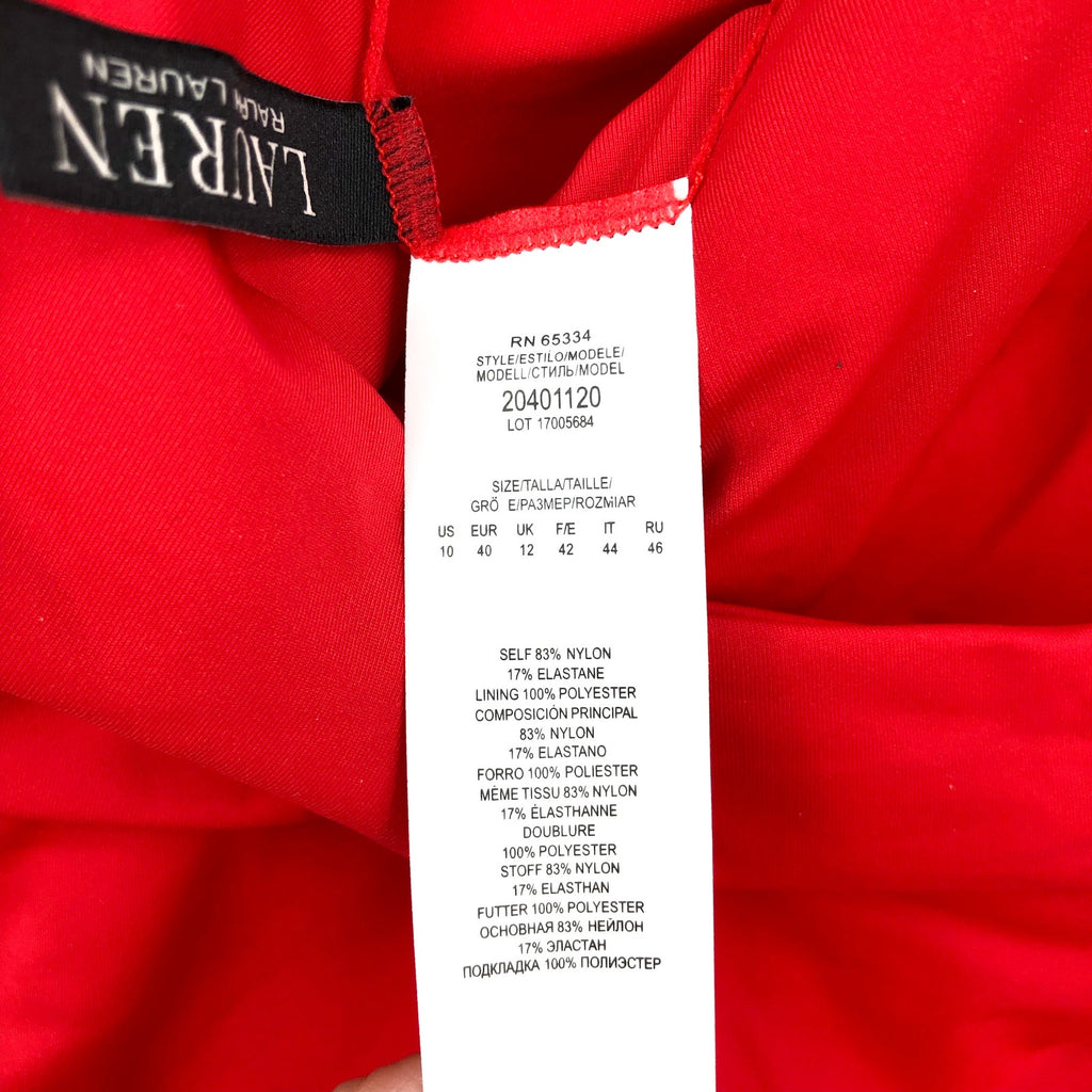 LAUREN RALPH LAUREN Toggle Underwire Tankini Size 10 Red Beach Club Solids NWT