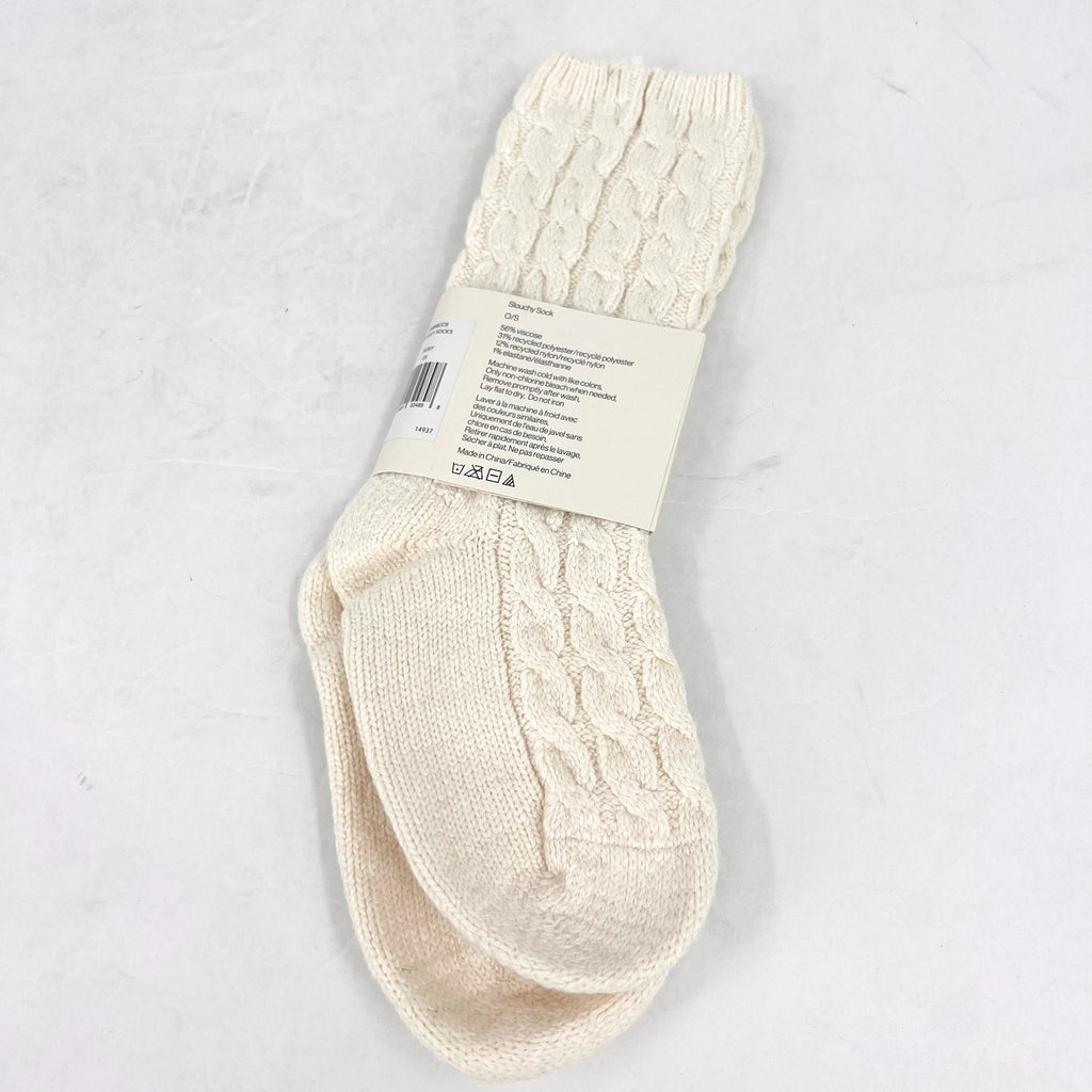 EBERJEY Women's Cozy Slouchy Socks One Size Ivory Short Crew Length NWT