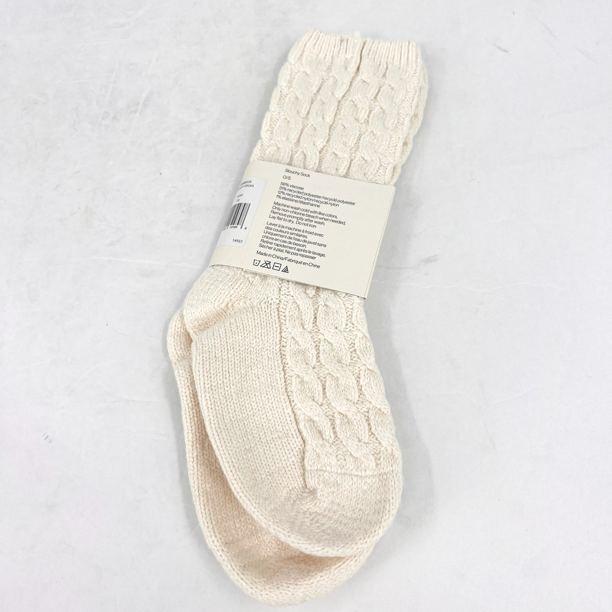 EBERJEY Women's Cozy Slouchy Socks One Size Ivory Short Crew Length NWT