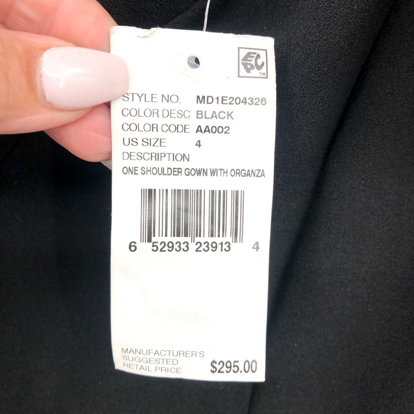 AIDAN MATTOX Women's One-Shoulder Organza Ruffle Gown Size 4 Black NWT