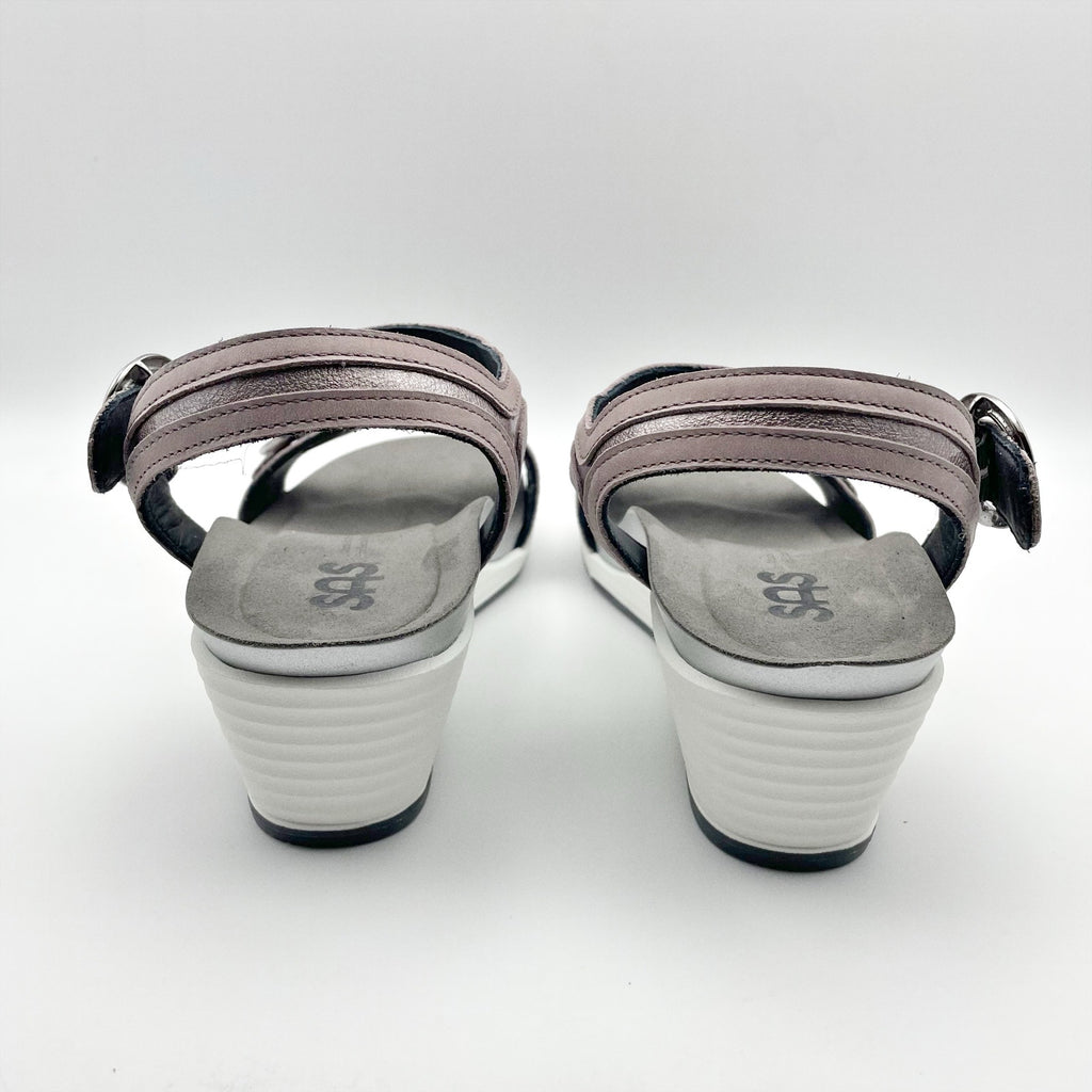 SAS Womens Seight Wedge Sandals SIZE 8.5 WW Purple Silver Leather NIB
