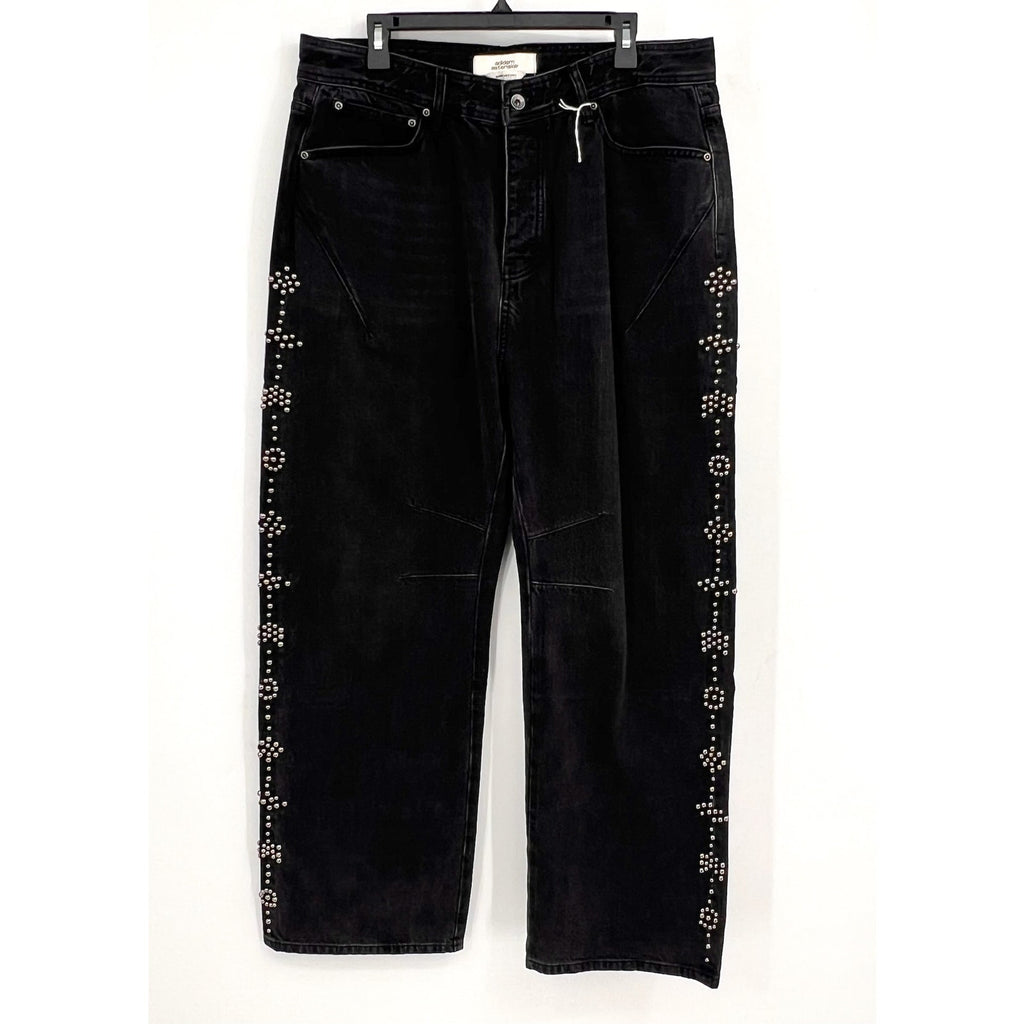 ADIDEM ASTERISKS Mens Rivet Chainstitch Selvedge Denim Jeans XL 40x32 Black NWOT