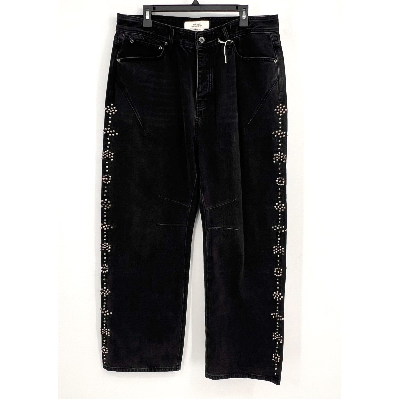 ADIDEM ASTERISKS Mens Rivet Chainstitch Selvedge Denim Jeans XL 40x32 Black NWOT
