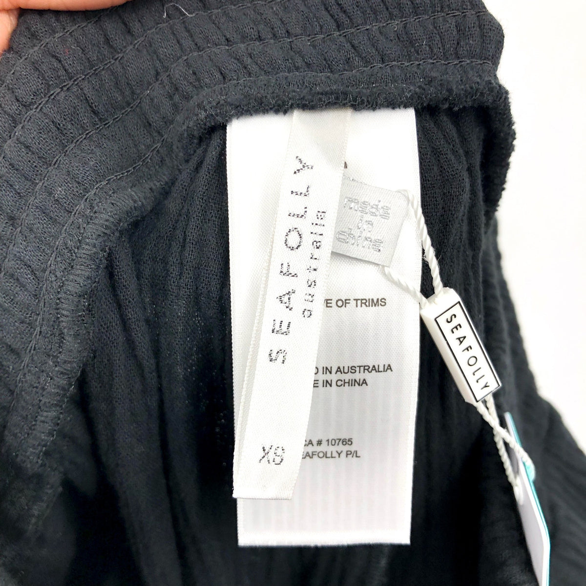 SEAFOLLY Womens Double Cloth Shirring Pants XS Black Pull-On Cover Up Casual NWT