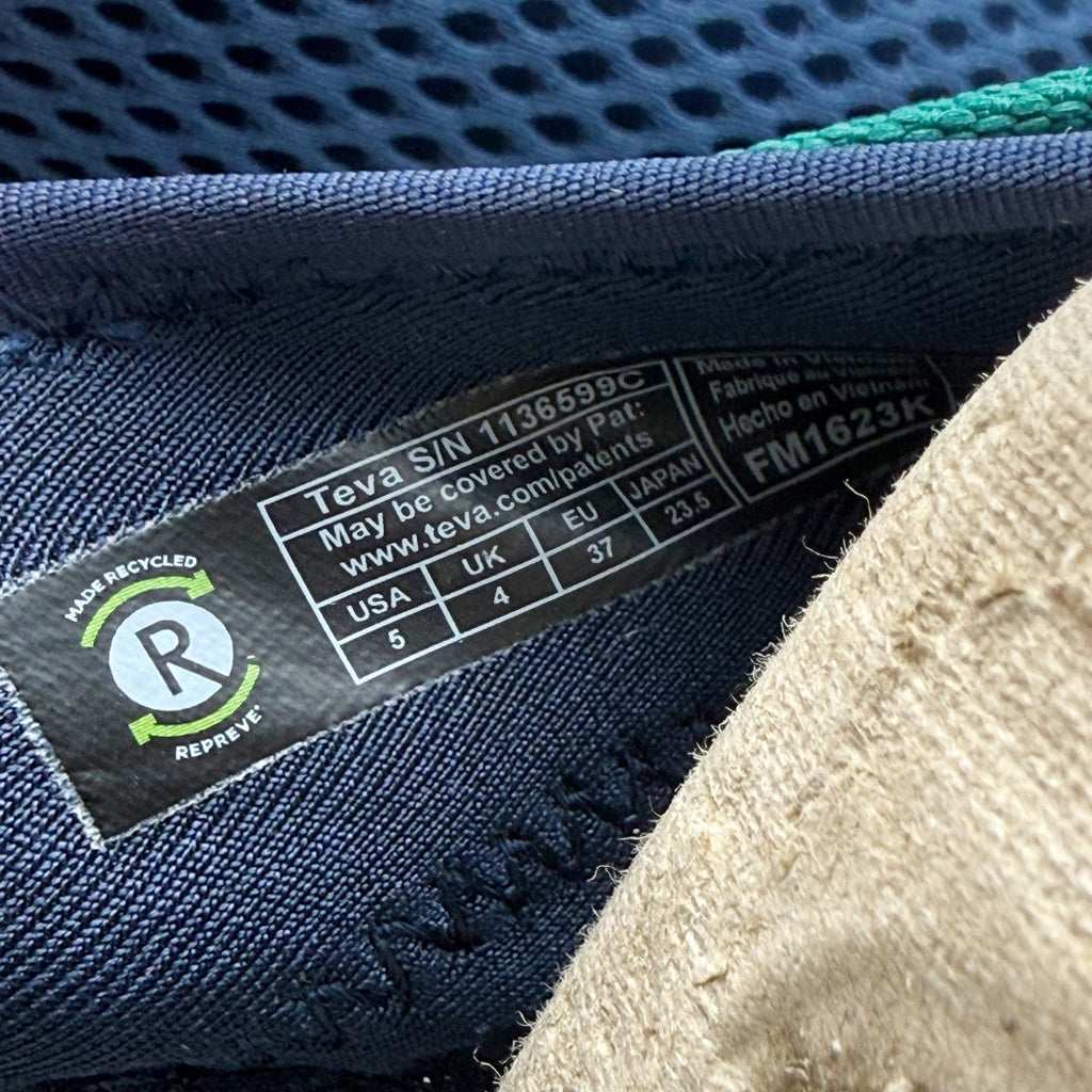 TEVA Kids Outflow Universal Sandals Youth 5 Navy Blue Green Water Shoes NIB
