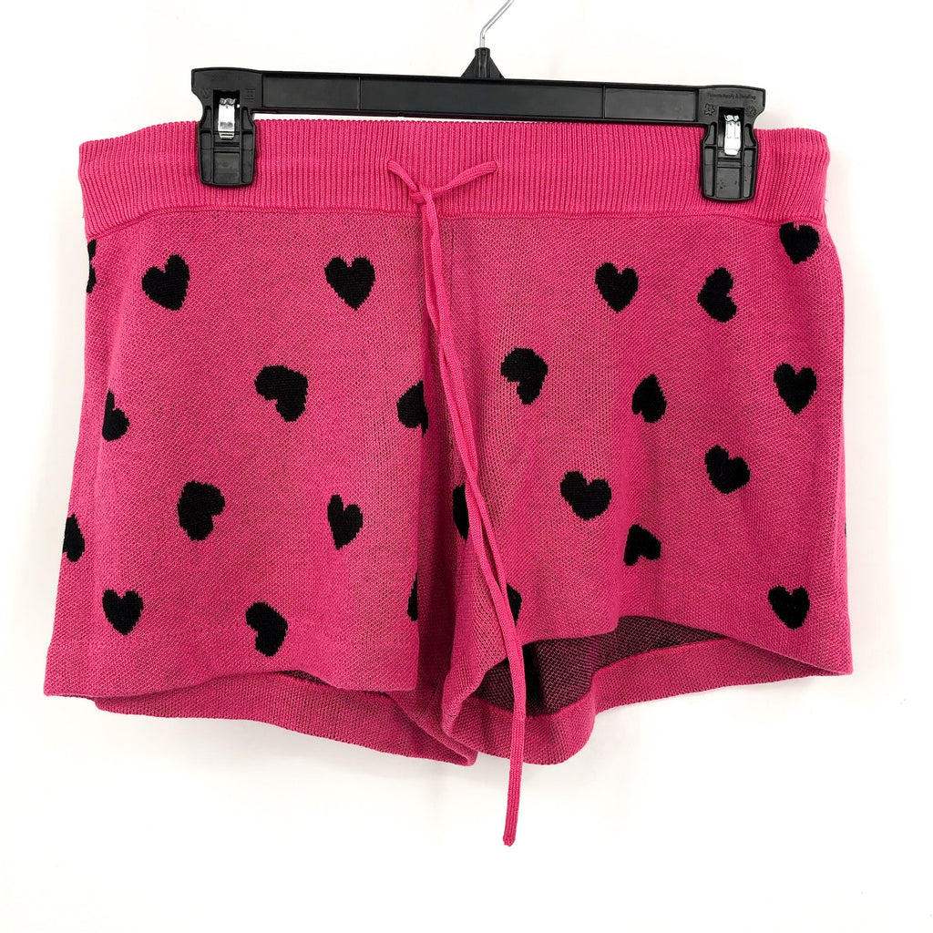 BEACH RIOT Women's Balboa Knit Shorts Small Pink Black Candy Heart NWT