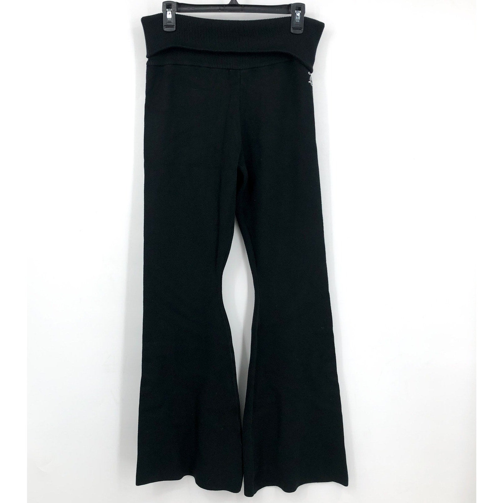 JUICY COUTURE Women's Low Rise Knit Flare Sweater PantLarge Black NWT
