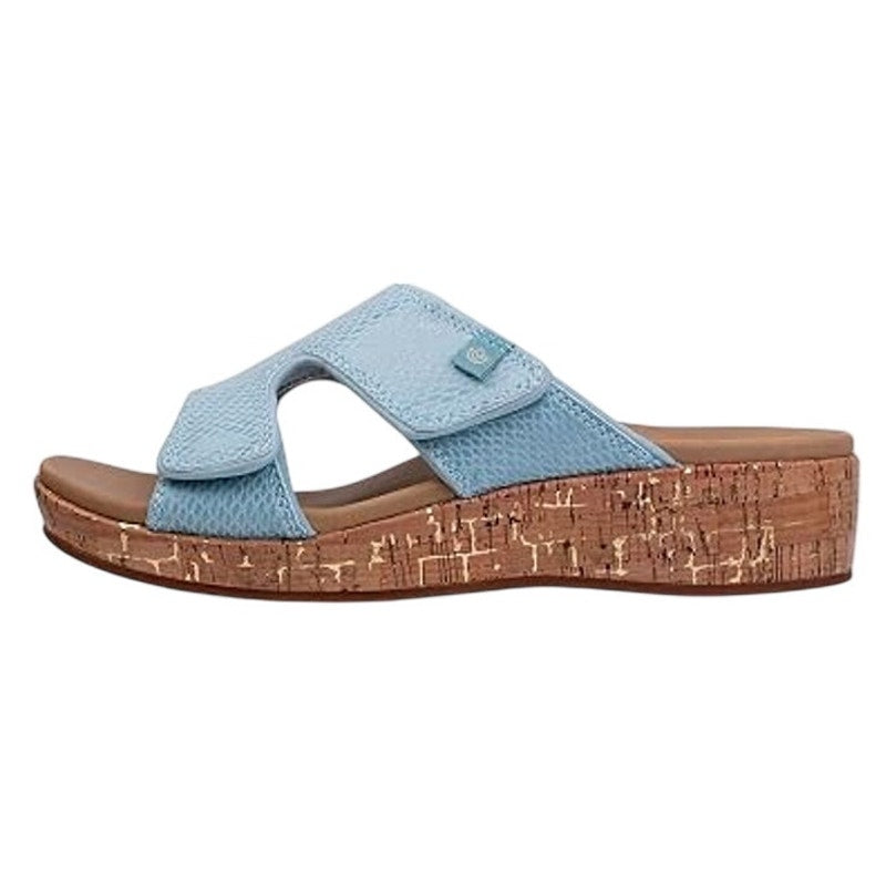 Spenco Womens Camille Wedge Sandals Size 7 B Blue NIB