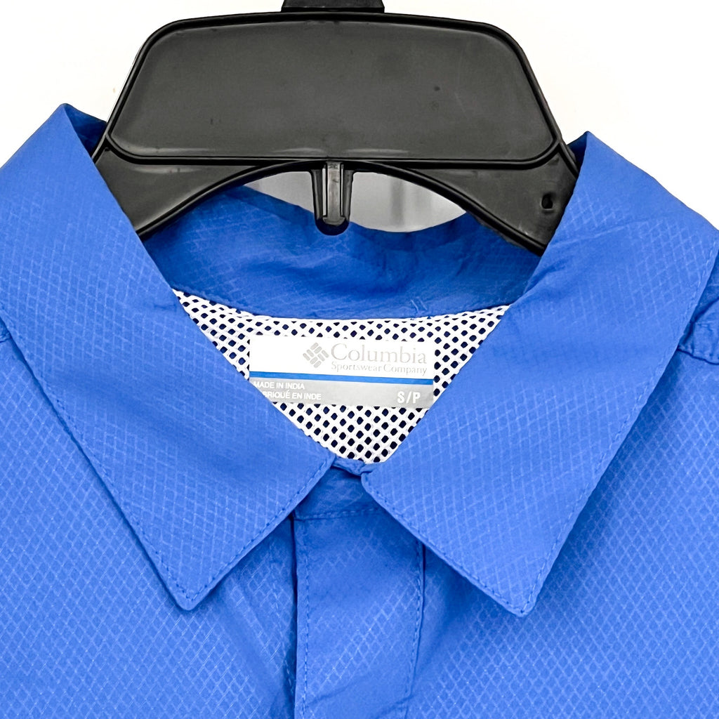 COLUMBIA Mens PFG Slack Tide Camp Shirt Small Vivid Blue UFF 50 Short Sleeve NWT