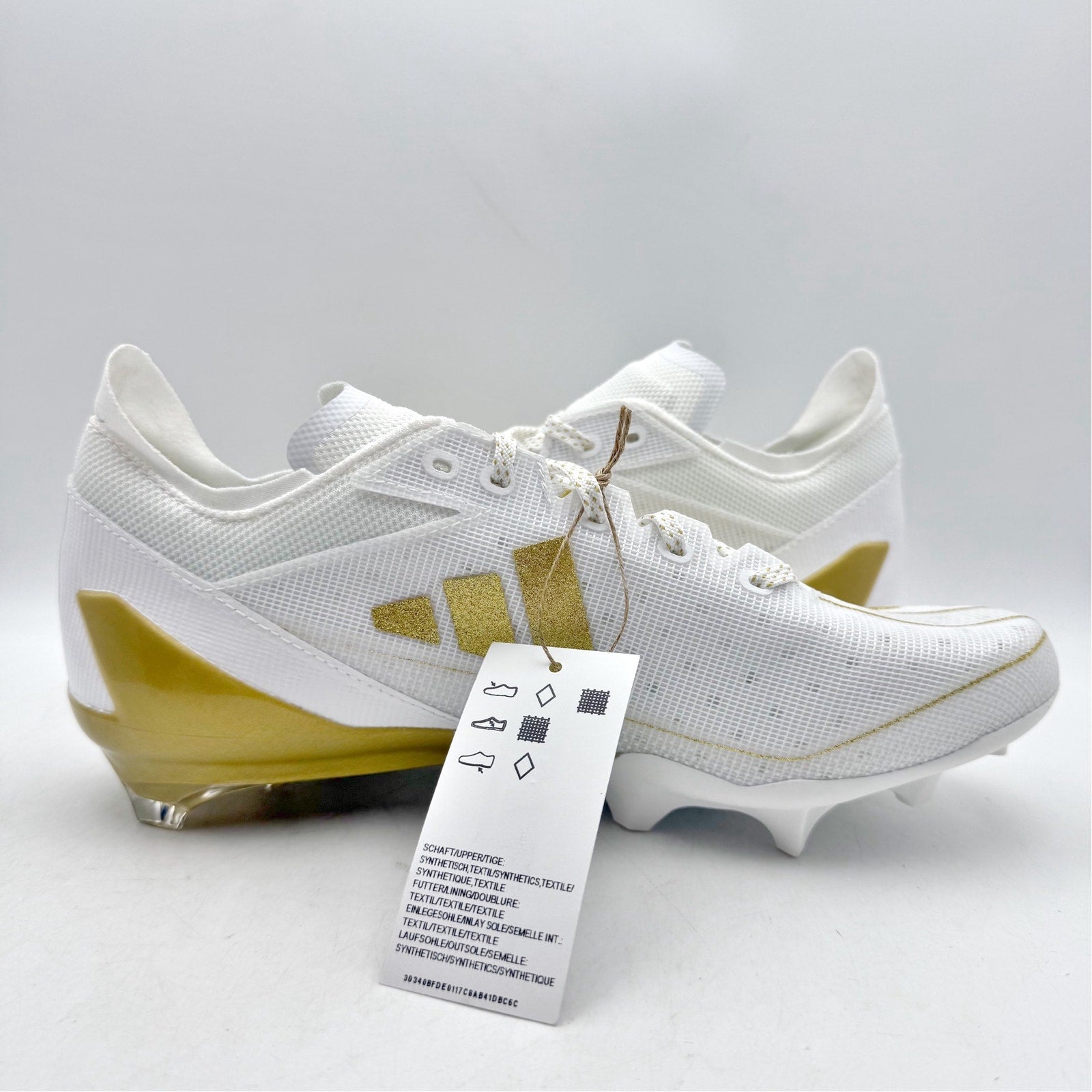 Adidas Mens Adizero Electric Football Cleats Size 9 White Gold IE4381 NWOB