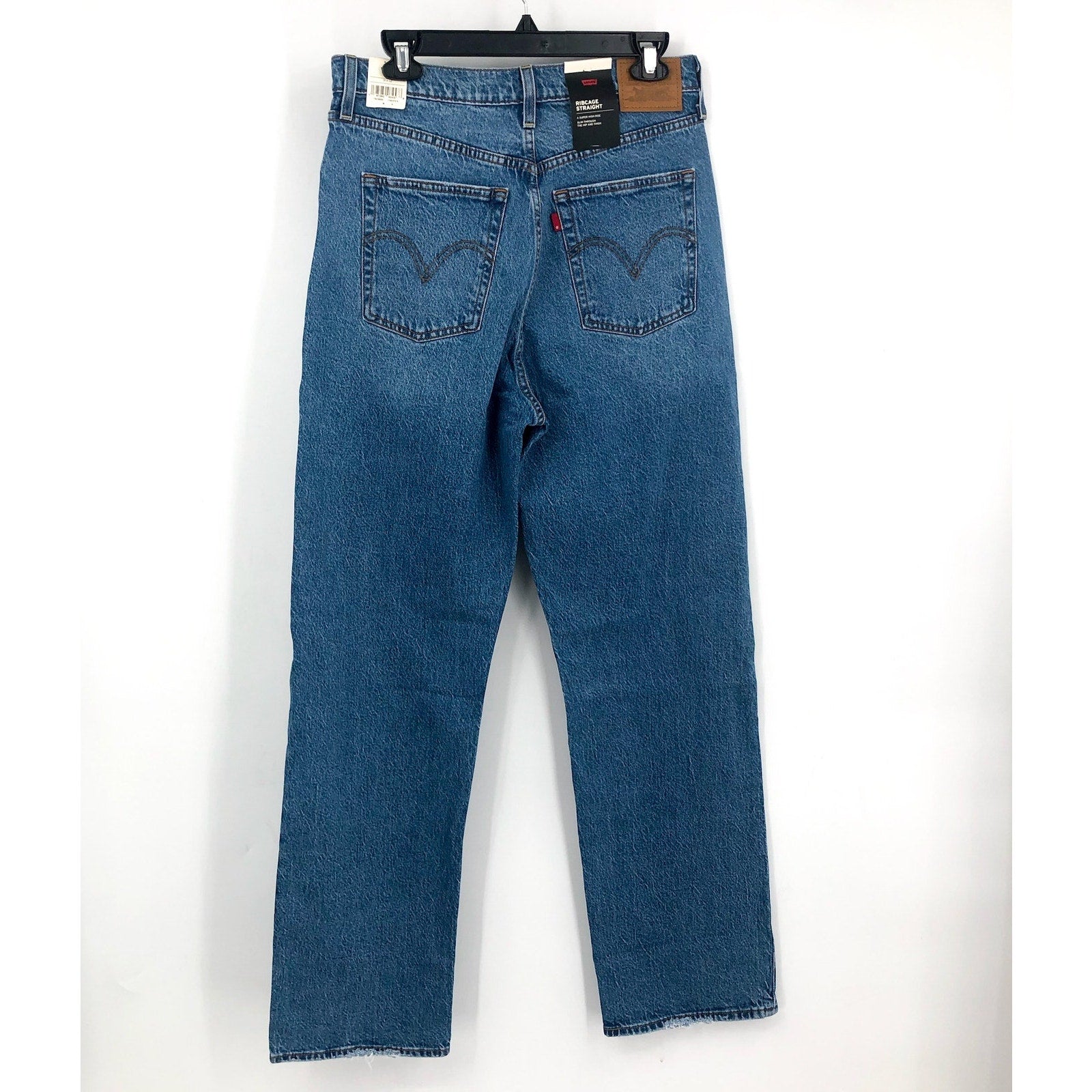 LEVI'S Womens Ribcage Straight Jeans 31x32 US 12 Blue Dance Around 790780008 NWT