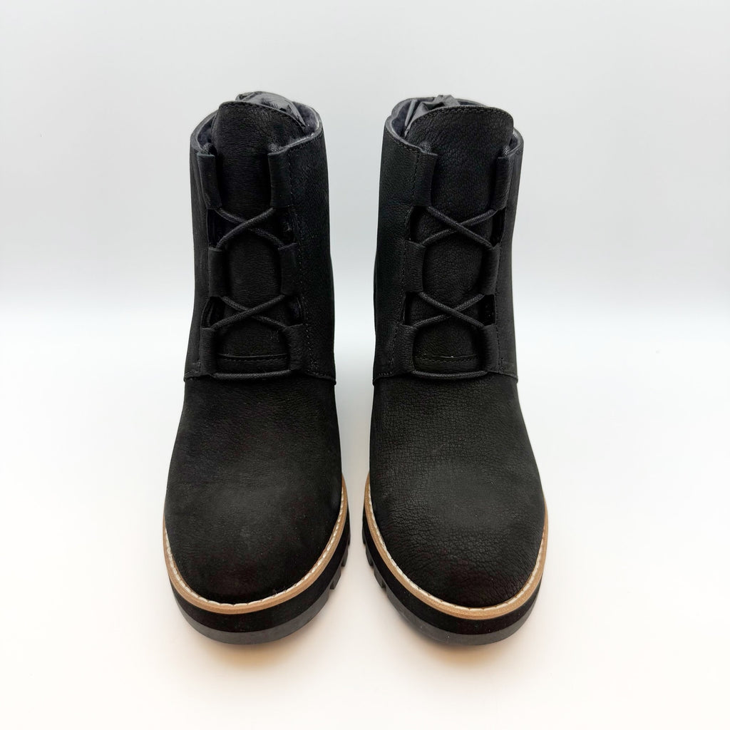 Eileen Fisher Women’s Alpine Ankle Boots Size 9 Black Leather Lace Up Wedge NIB