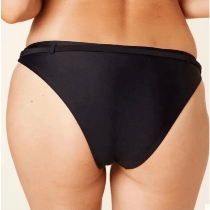 ANDIE SWIM The Riviera Bikini Bottom Small Black Belted Trim Basic NWT