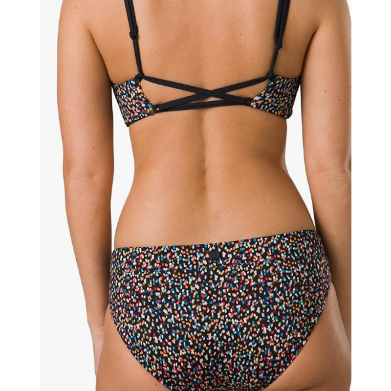 PRANA Women's Summer Wave Banded Bikini Bottoms XS Black Alotta Dots NWT