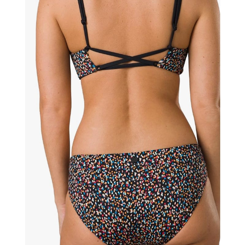 PRANA Women's Summer Wave Banded Bikini Bottoms XS Black Alotta Dots NWT