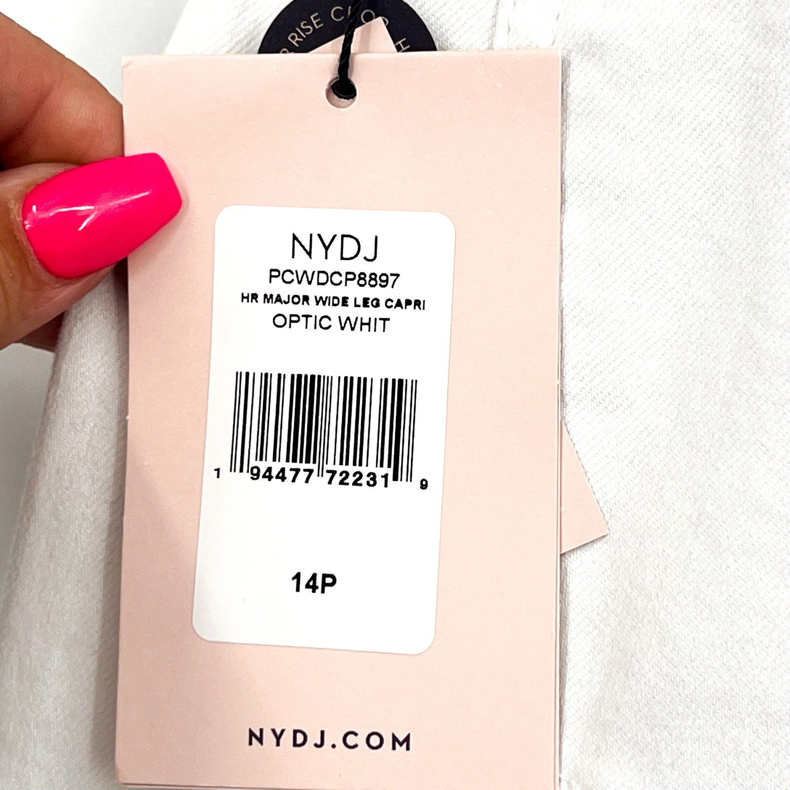 NYDJ Womens Cool Embrace Wide Leg Crop Jeans 14 PETITE Optic White NWT