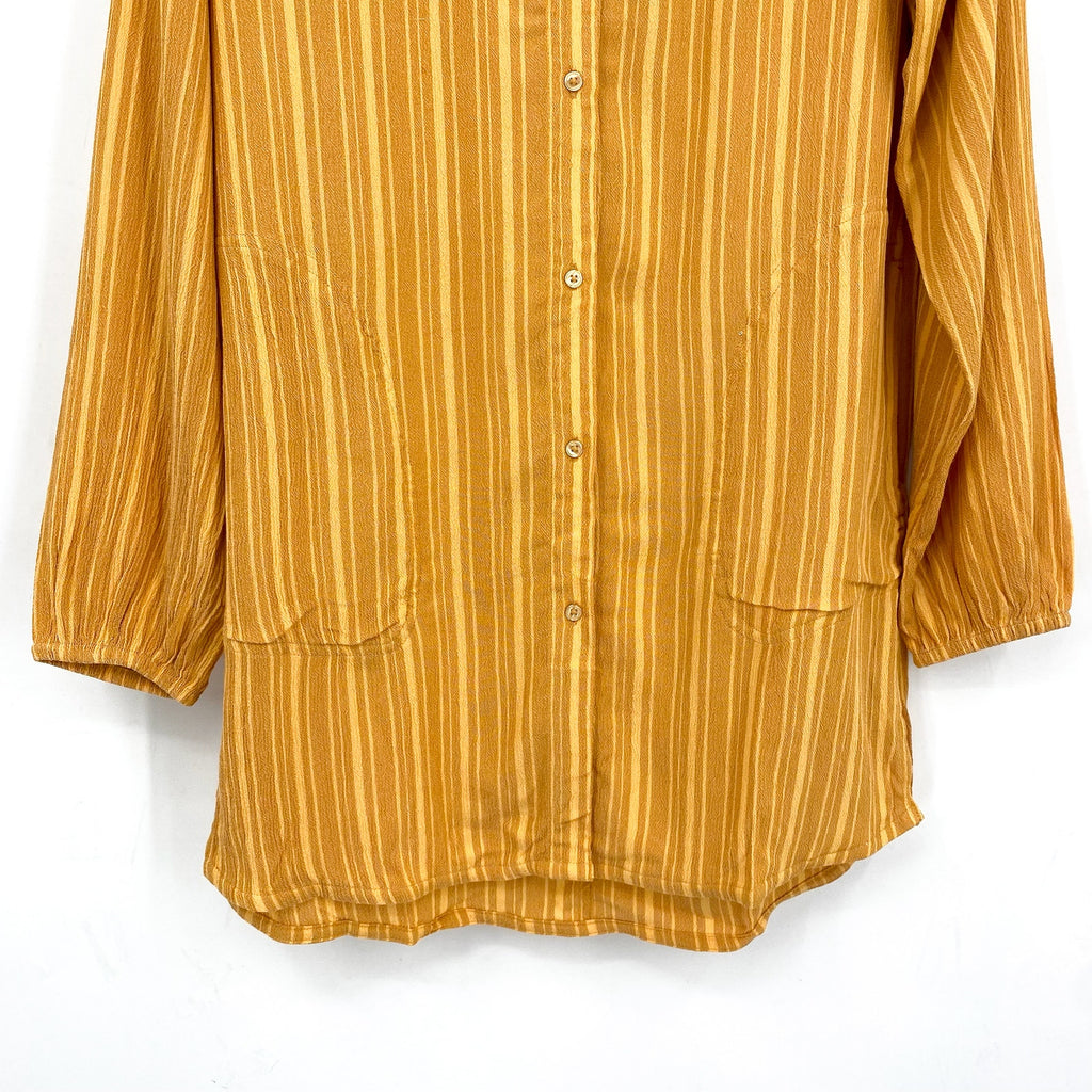 PRANA Women's Fernie Swim Cover Up Shirt Small Gold Deep Solstice Stripe NWT