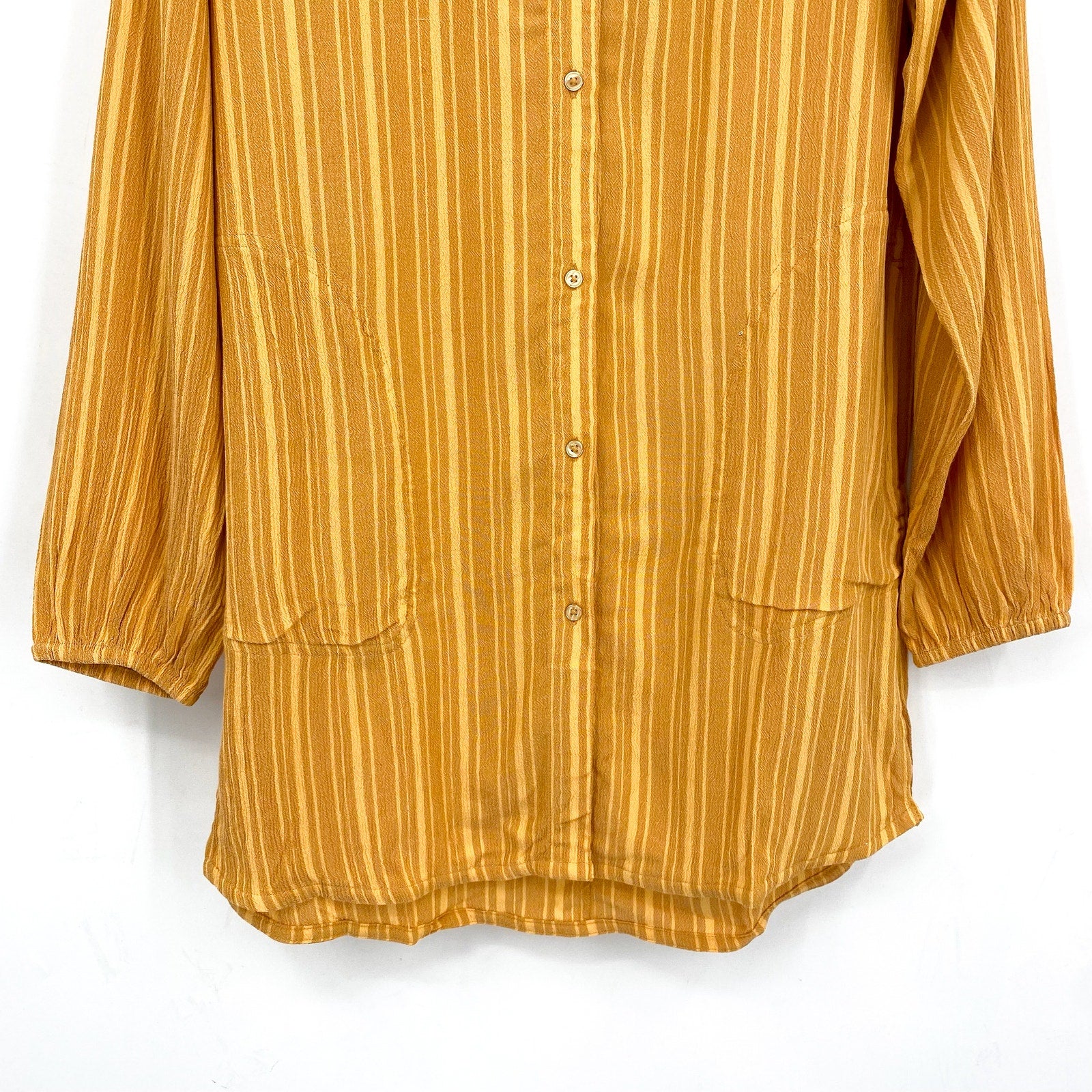 PRANA Women's Fernie Swim Cover Up Shirt Small Gold Deep Solstice Stripe NWT