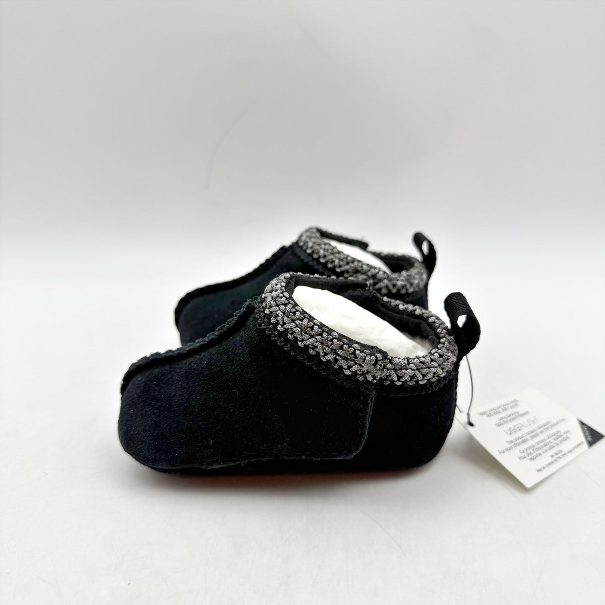 UGG Baby Tasman Slippers US 0/1 XS Black Suede NIB