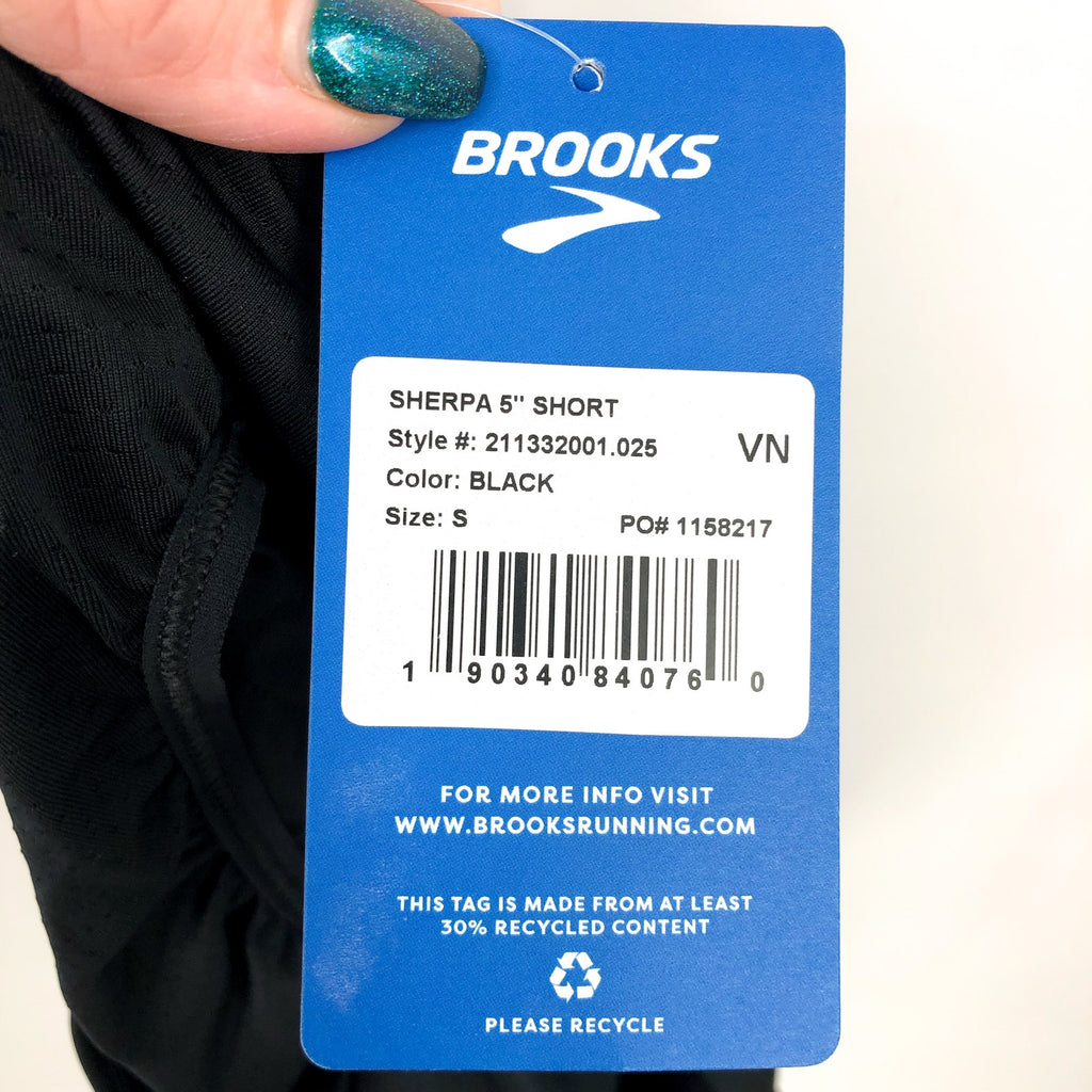 BROOKS Men's Sherpa 5" Running Shorts Small Black Athletic Stretch NWT