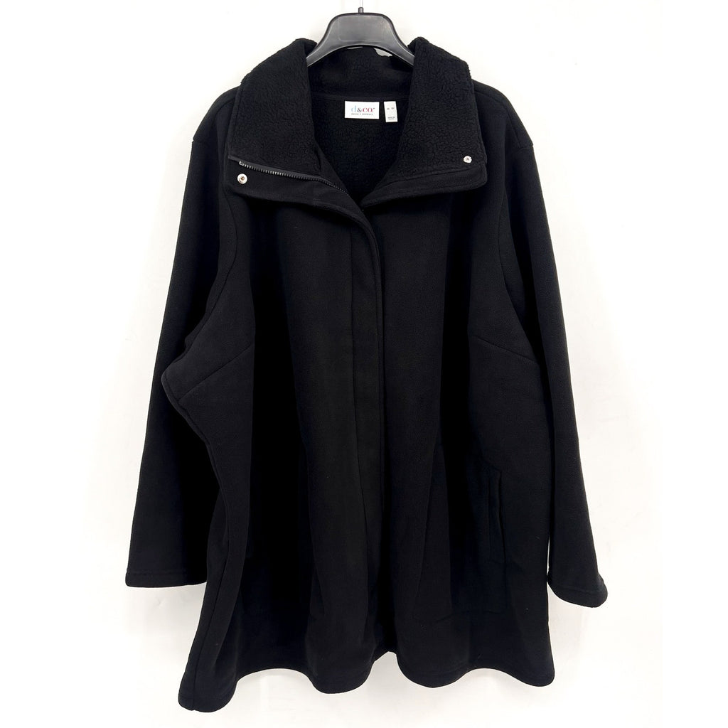 DENIM & CO. Women's Fleece Bonded Sherpa Jacket 5X Black NWOT