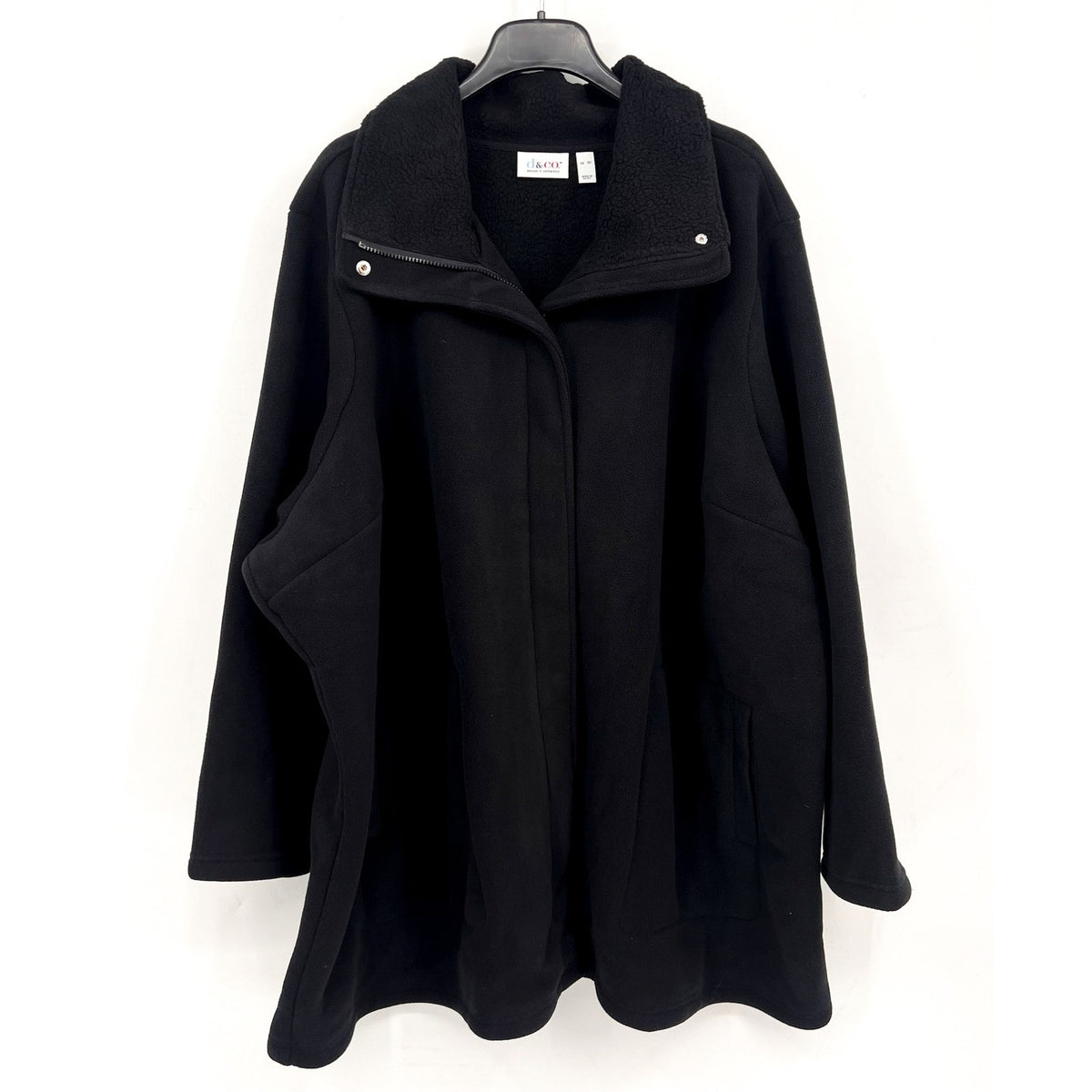 DENIM & CO. Women's Fleece Bonded Sherpa Jacket 5X Black NWOT