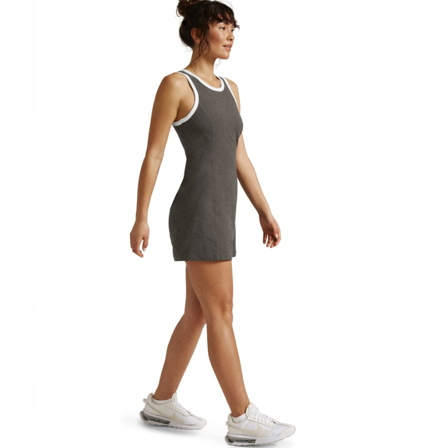 BEYOND YOGA Outlines Dress Small True Gray Heather Cloud White Spacedye NWT