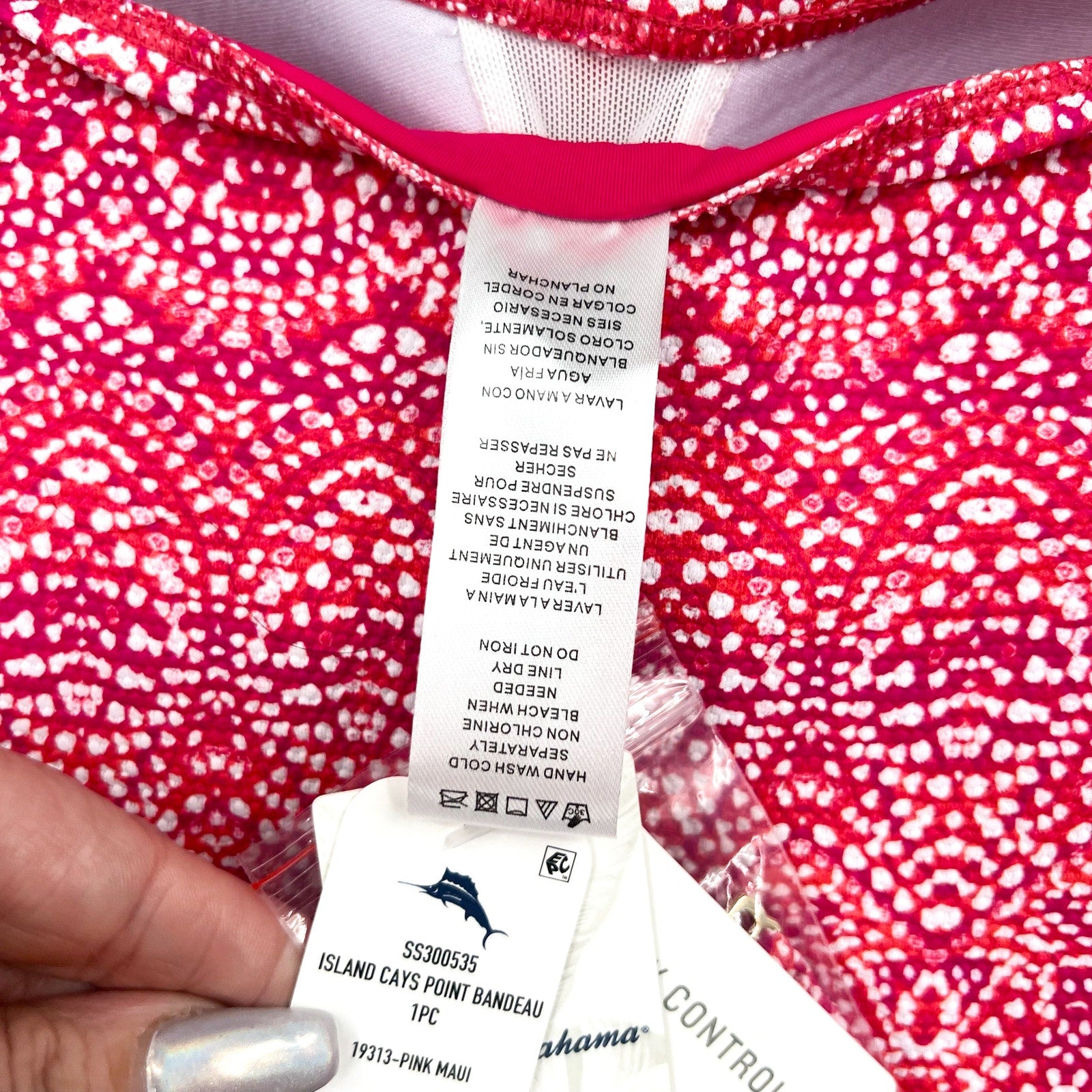TOMMY BAHAMA Island Cays Point Bandeau One Piece Swimsuit Size 16 Pink Maui NWT