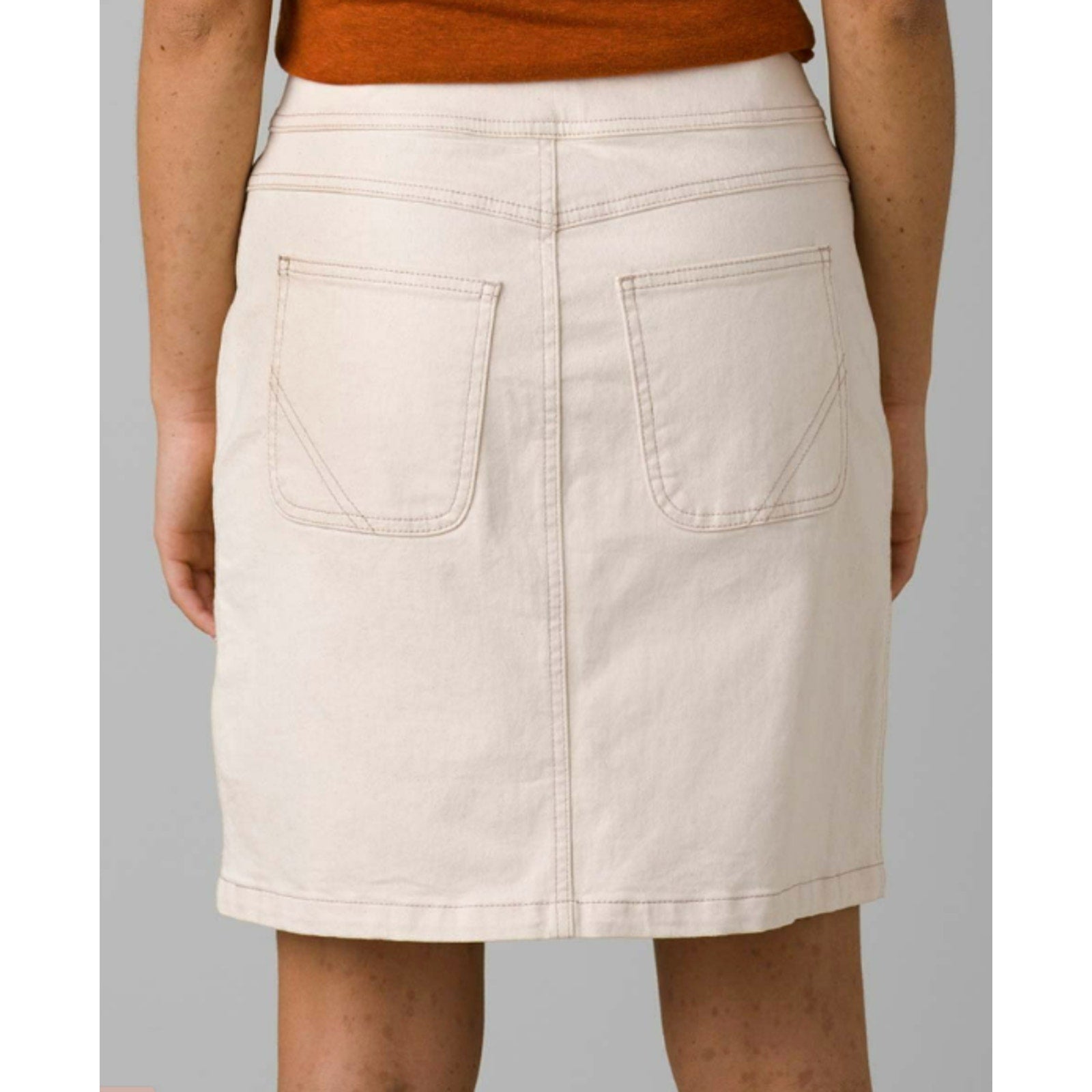 PRANA Womens Broadway Denim Skirt Size 0 Natural Cream Knee Length Stretch NWT