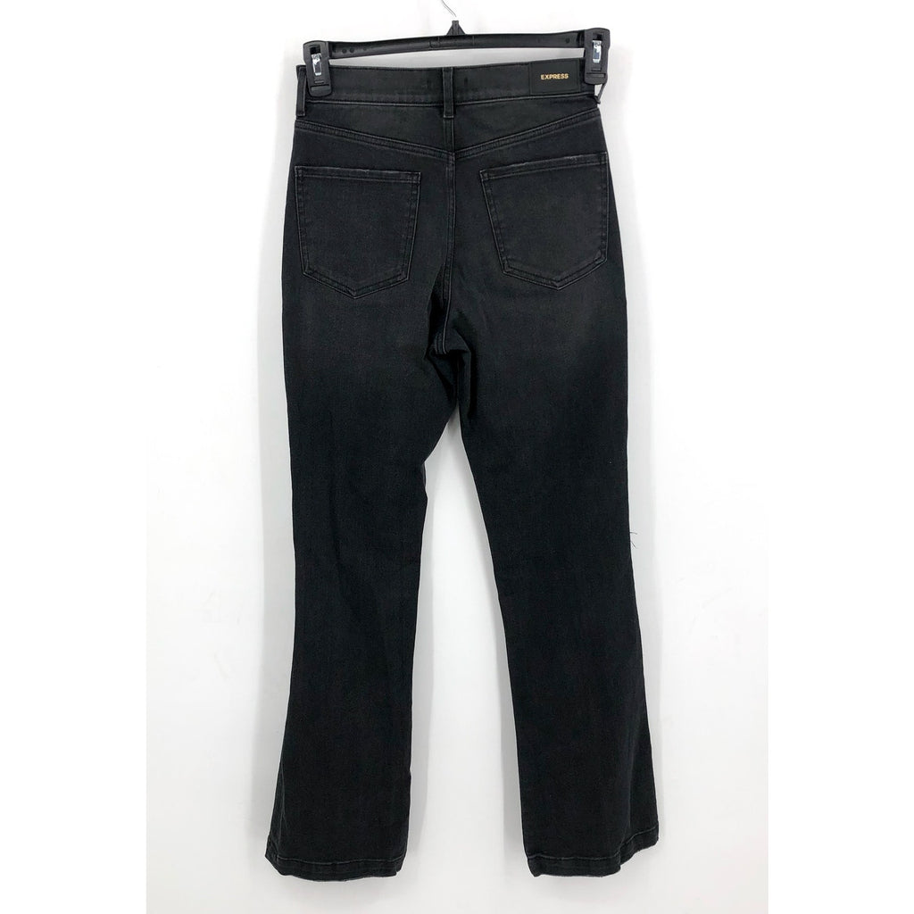 EXPRESS Women's High Waist Ripped 90s Bootcut Jeans Size 0R Black Stretch NWOT