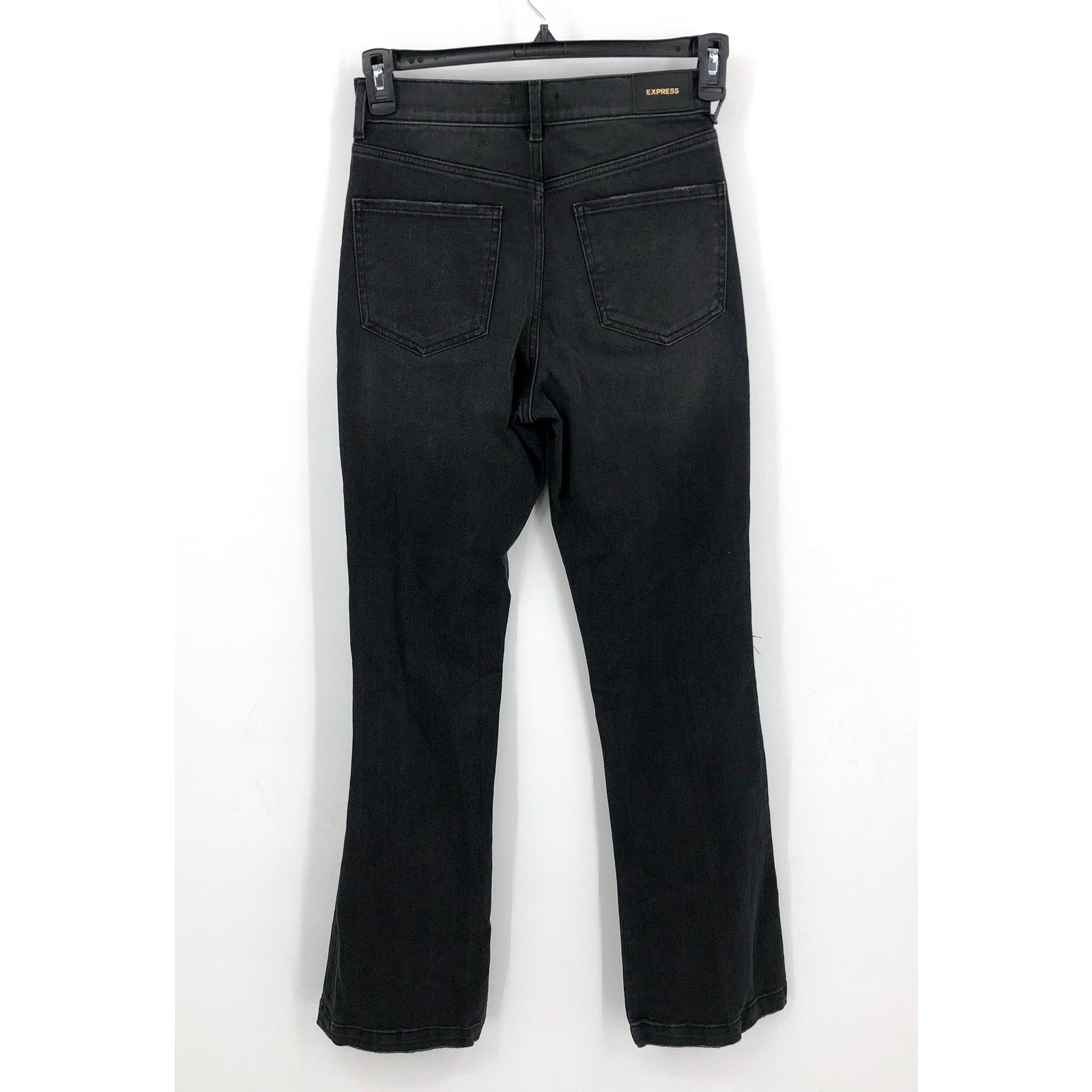 EXPRESS Women's High Waist Ripped 90s Bootcut Jeans Size 0R Black Stretch NWOT