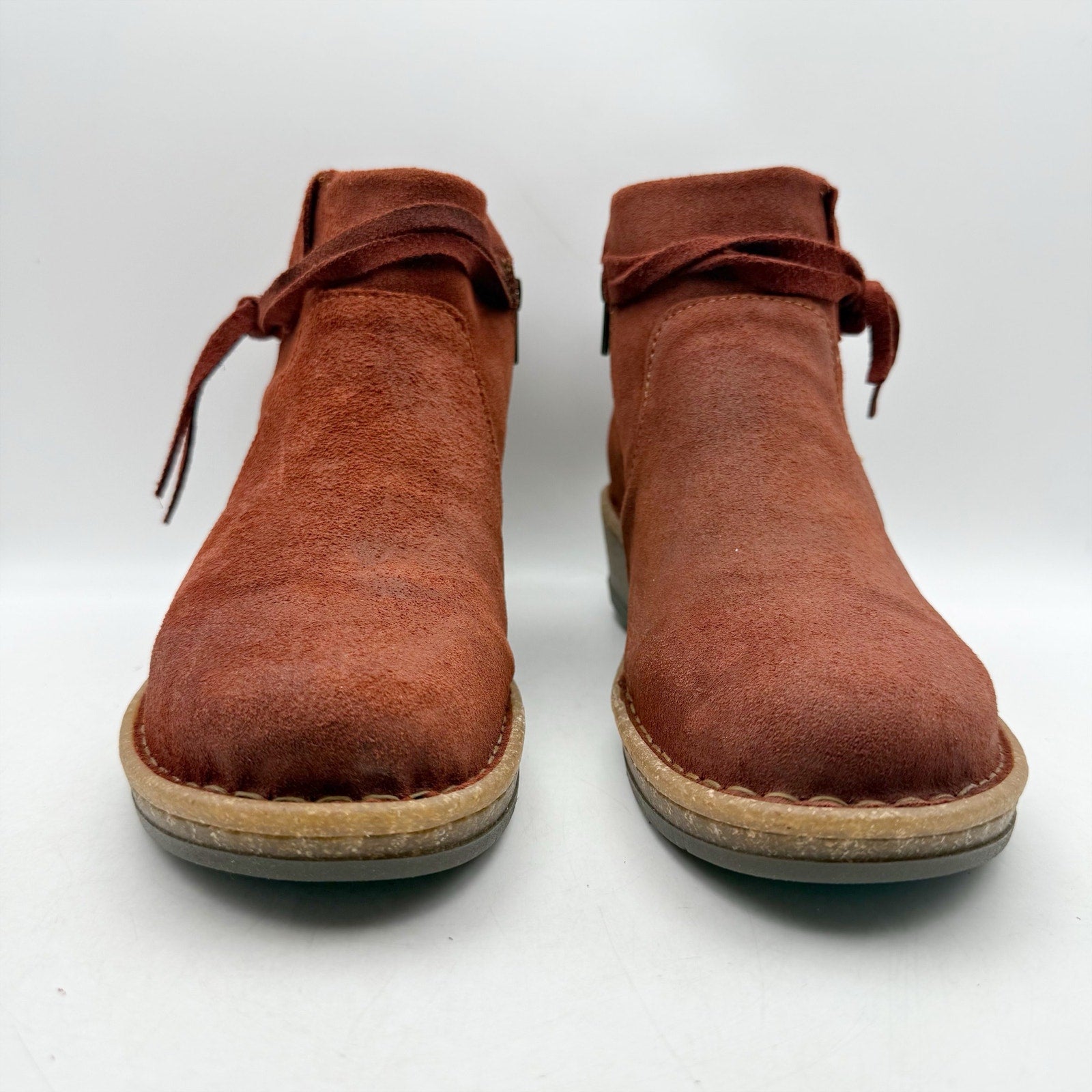 Born Womens Vaughn Ankle Booties US 10 M EU 40.5 Red Brown Suede NWOB