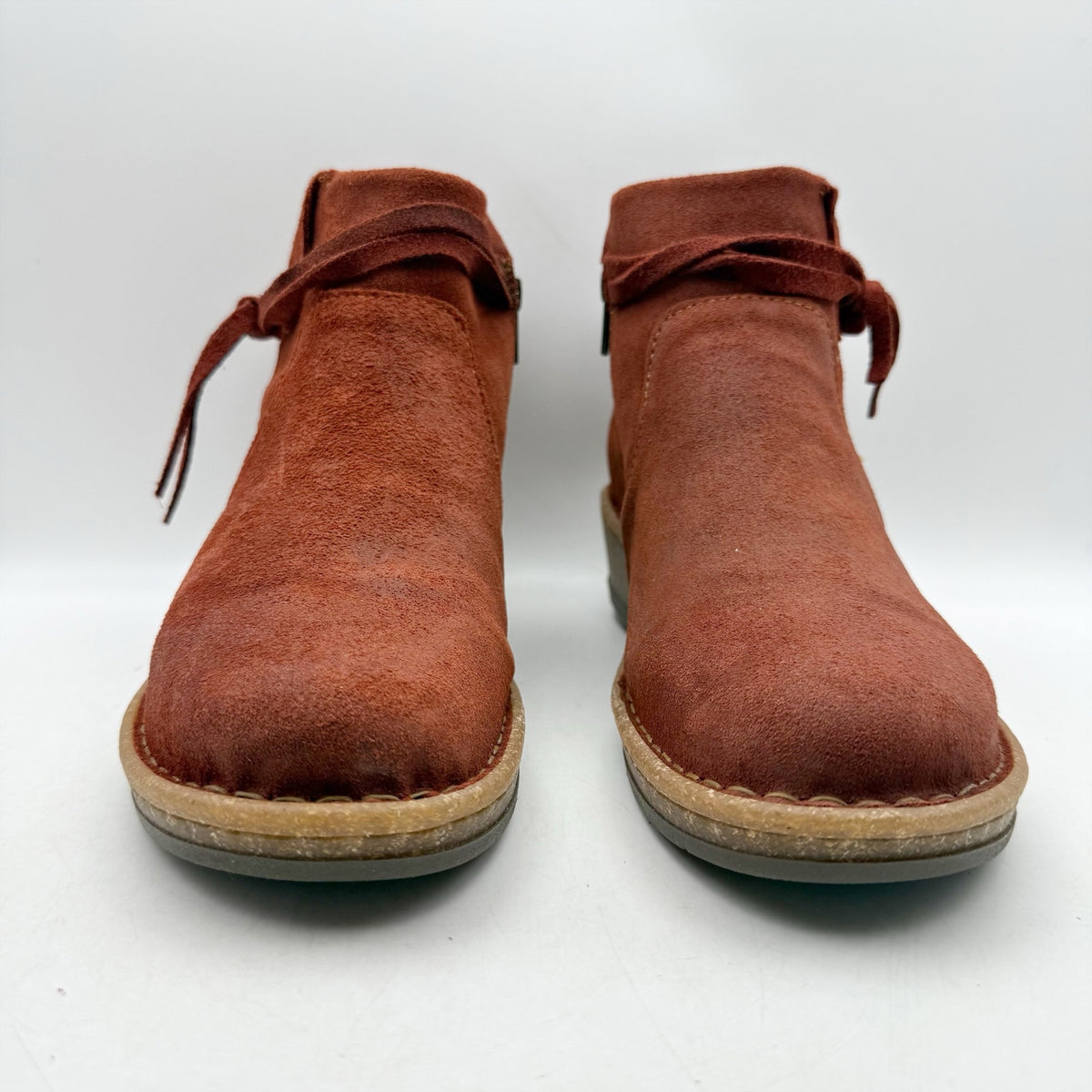 Born Womens Vaughn Ankle Booties Size 10 M EU 40.5 Red Brown Suede NWOB