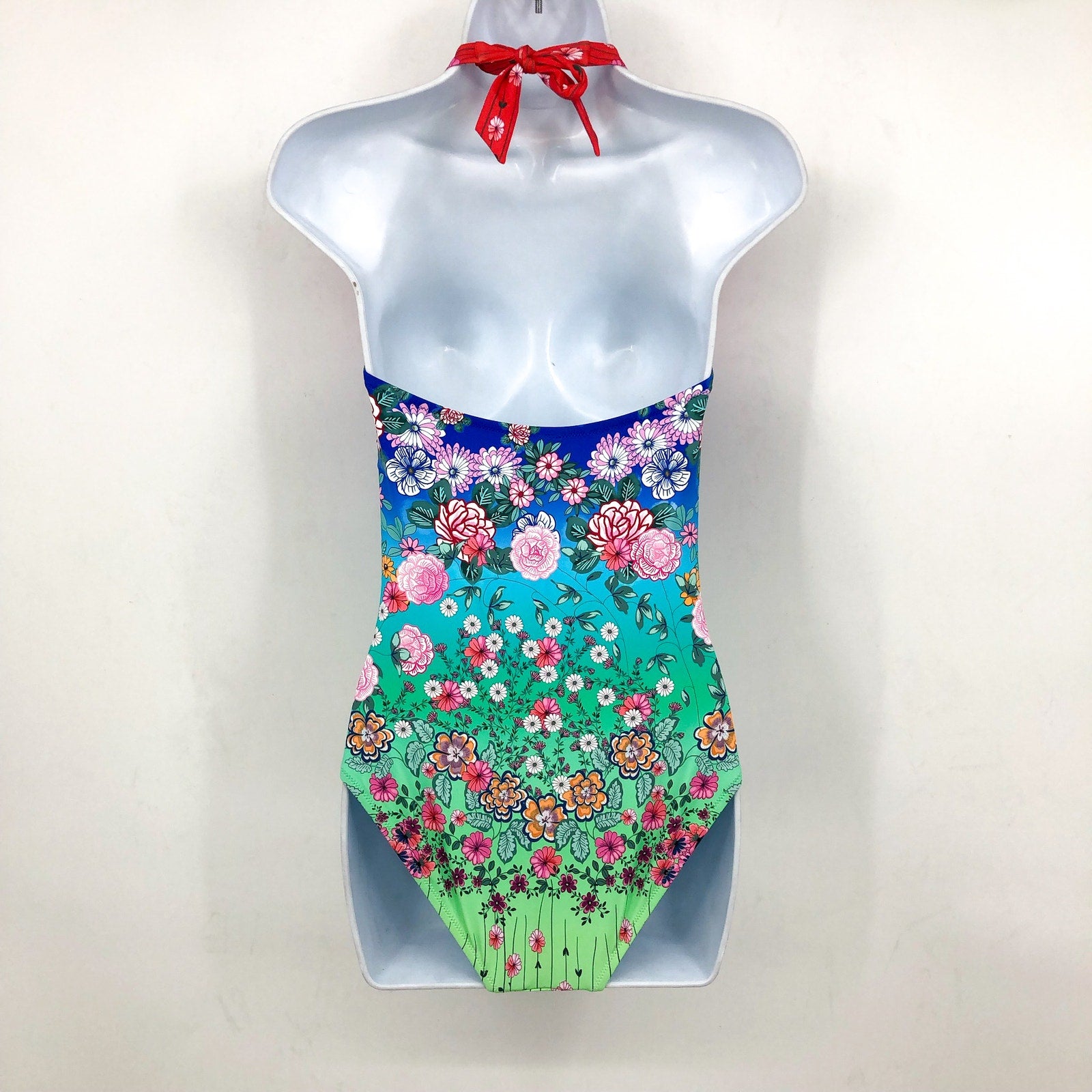 JOHNNY WAS Women's Rainbow One Piece Swimsuit Small Twist Keyhole Floral NWT