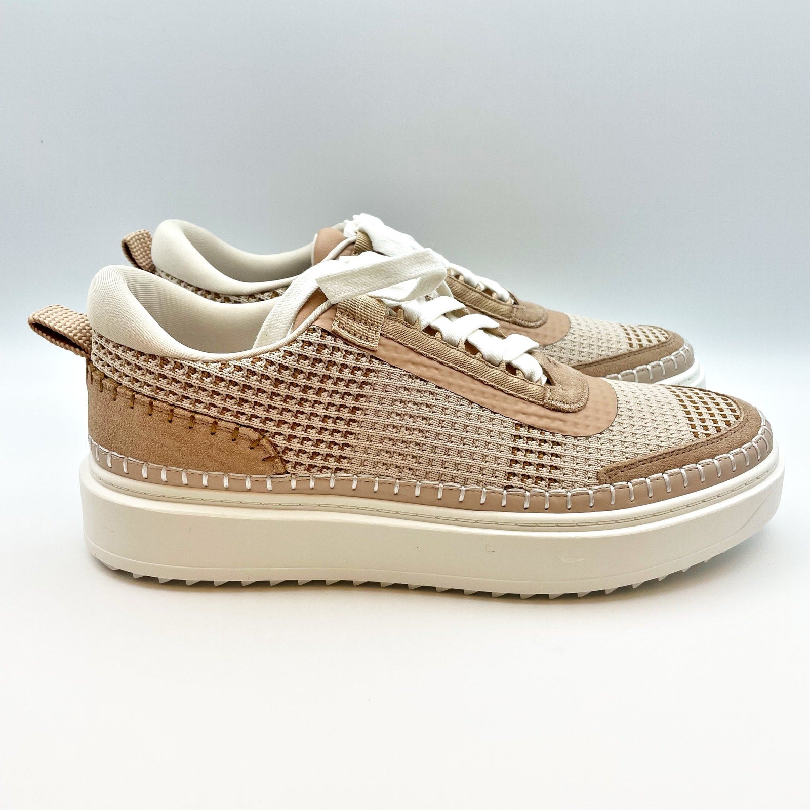 Steve Madden Womens Charlie Casual Sneakers Size 7.5 M Tan Light Brown Woven NIB