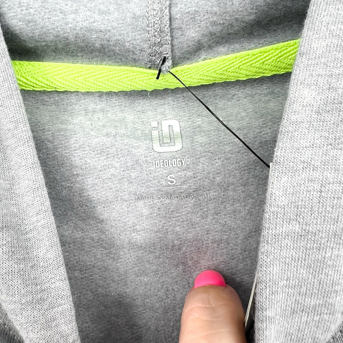 IDEOLOGY Women's Fleece Hoodie Small Grey Zinc Heather Sweatshirt NWT