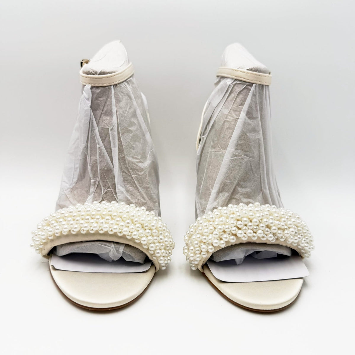 Vince Camuto Womens Arleem Pearl Beaded High Heel Sandals Size 8 Off White NWOB