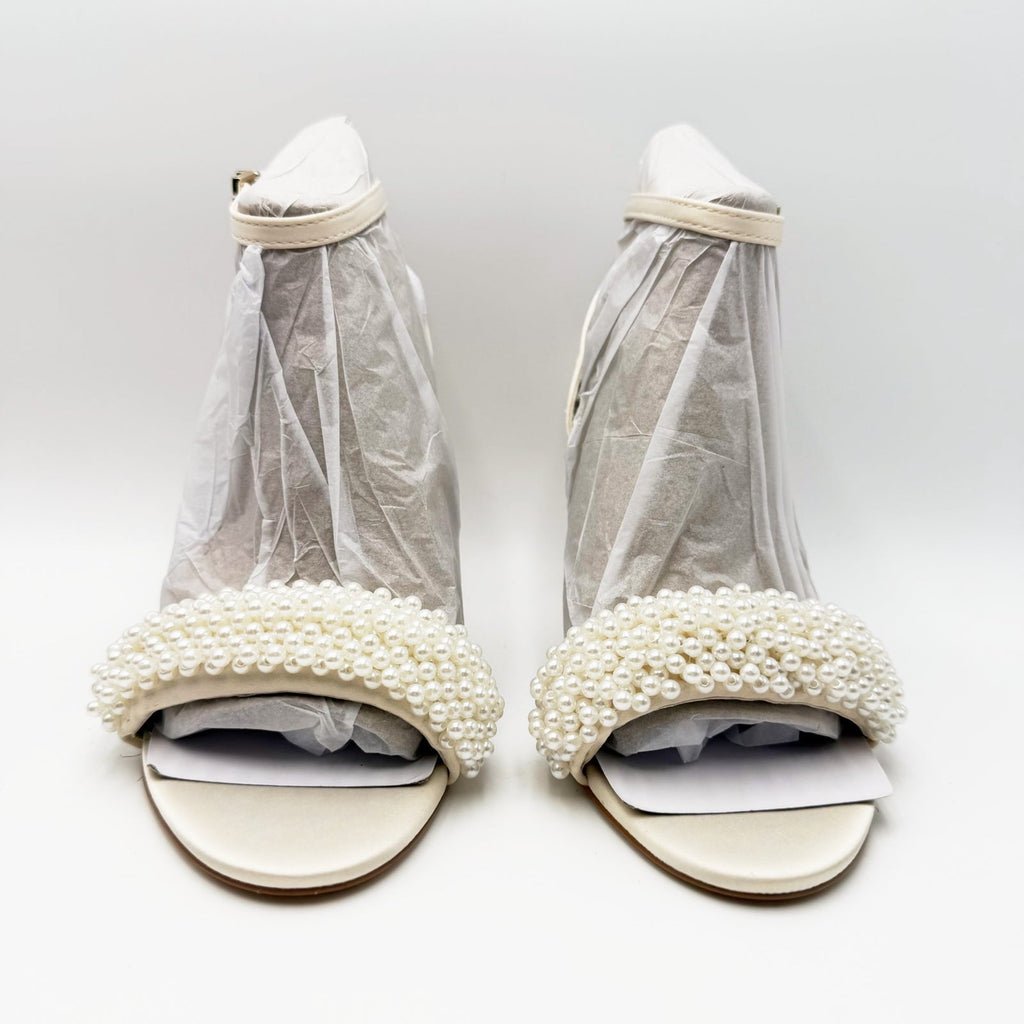 Vince Camuto Womens Arleem Pearl Beaded High Heel Sandals Size 8 Off White NWOB