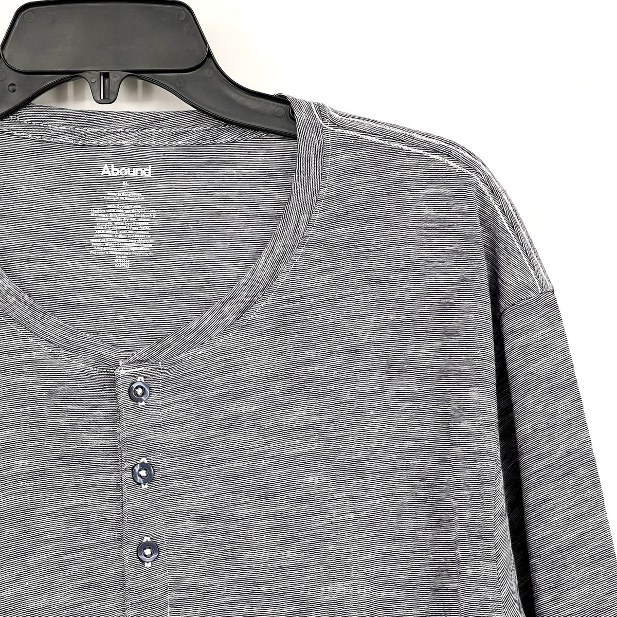 ABOUND Men's Jersey Slub Henley Tee XL Navy Blue White Short Sleeve Cotton NWT