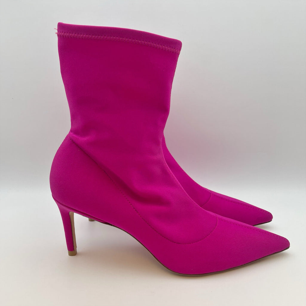 Stuart Weitzman Womens Stuart 75 Stretch Bootie US 8 Pink Magenta EUC
